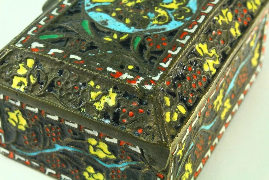 1800's Greek Celled Constantinople Patriarchate Enamel Bronze Box - 10