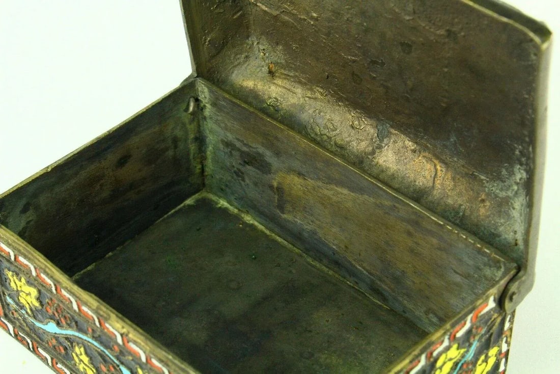 1800's Greek Celled Constantinople Patriarchate Enamel Bronze Box - 12