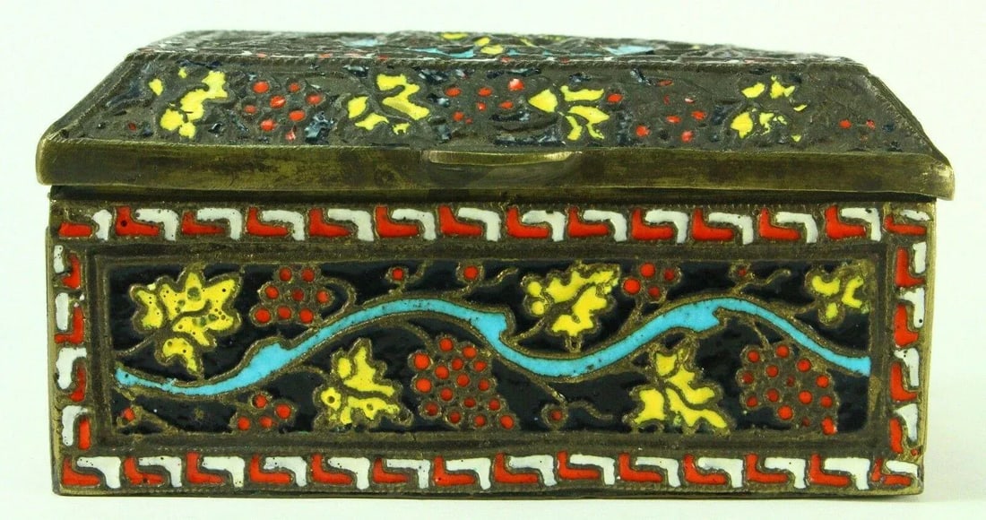 1800's Greek Celled Constantinople Patriarchate Enamel Bronze Box - 7