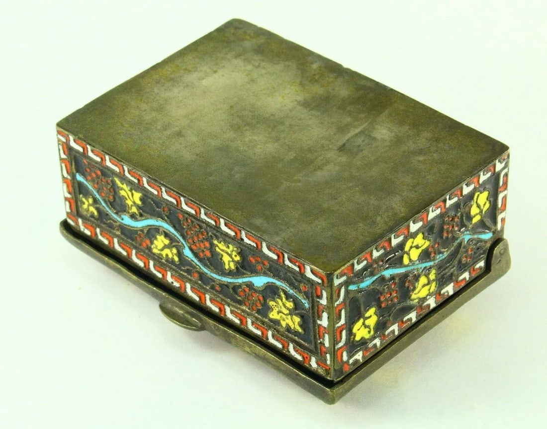 1800's Greek Celled Constantinople Patriarchate Enamel Bronze Box - 9