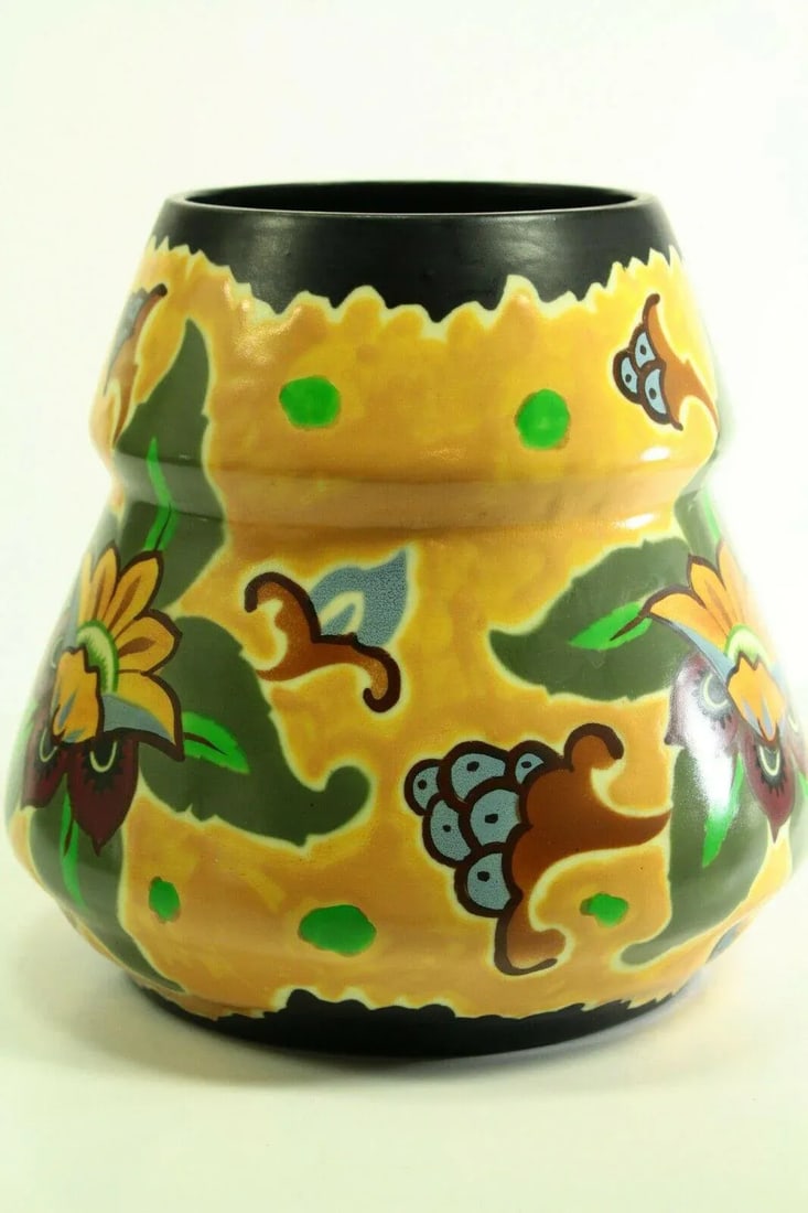 1920s Art Deco Studio Pottery Vases Made in Czechoslovakia- a Pair - 3