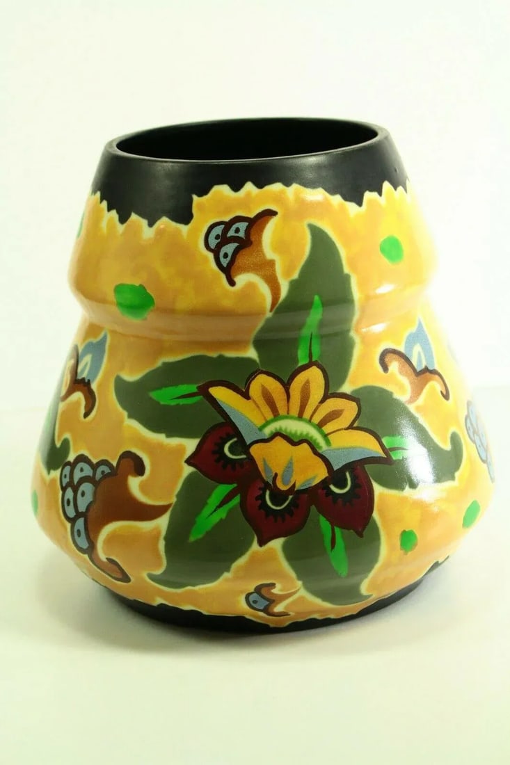 1920s Art Deco Studio Pottery Vases Made in Czechoslovakia- a Pair - 4