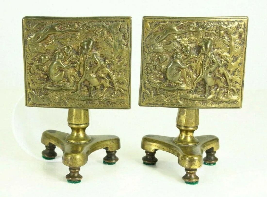 1800's Regency Miniature Brass Tilt Top Table Candle Reflectors - a Pair - 13