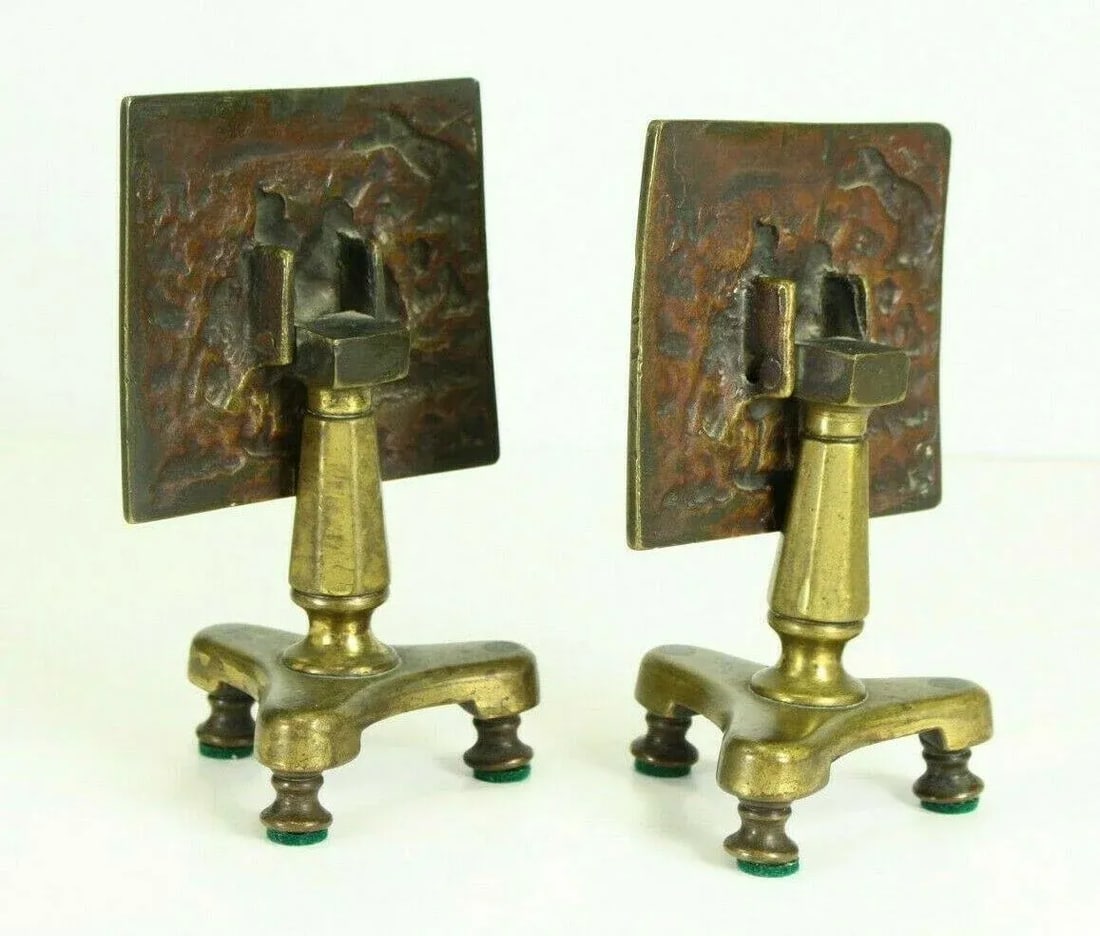 1800's Regency Miniature Brass Tilt Top Table Candle Reflectors - a Pair - 6
