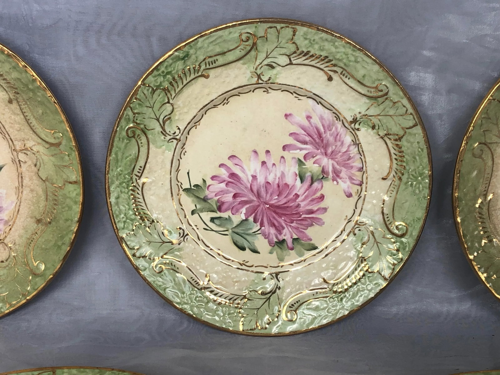 Antique Late 19th Century Decorative Floral Plates - Set of 5 - 3