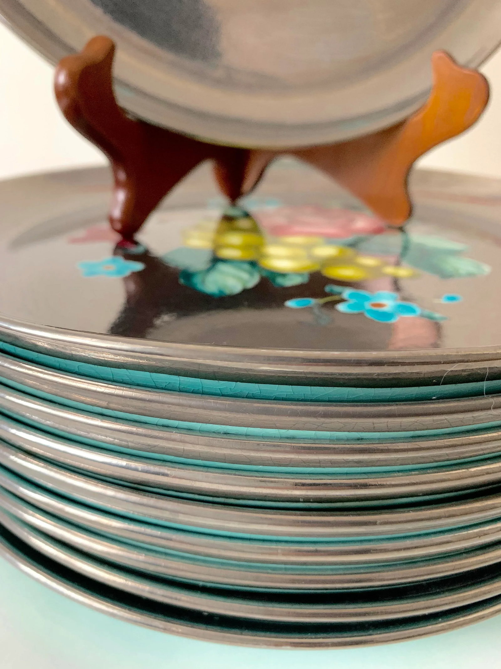 Handpainted Floral Dinner Plates by Edith Cockcroft - Set of 10 - 3