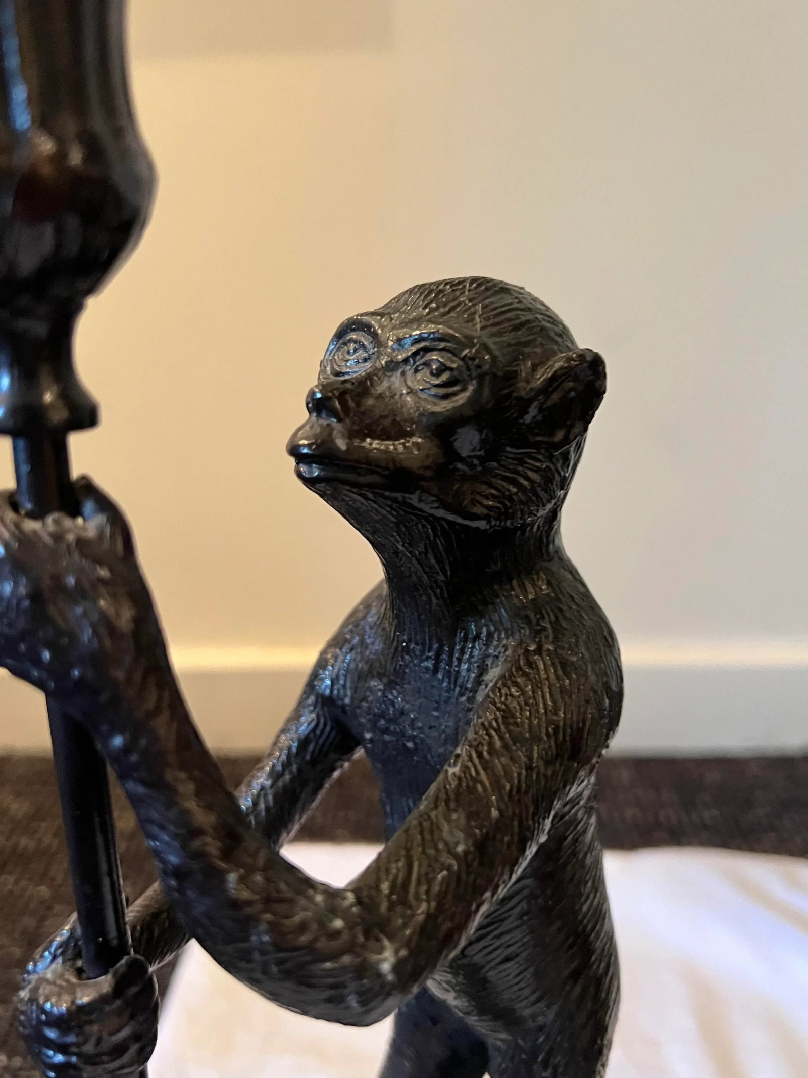 1990s Maitland-Smith Bronze Monkey Candle Holders- a Pair - 6