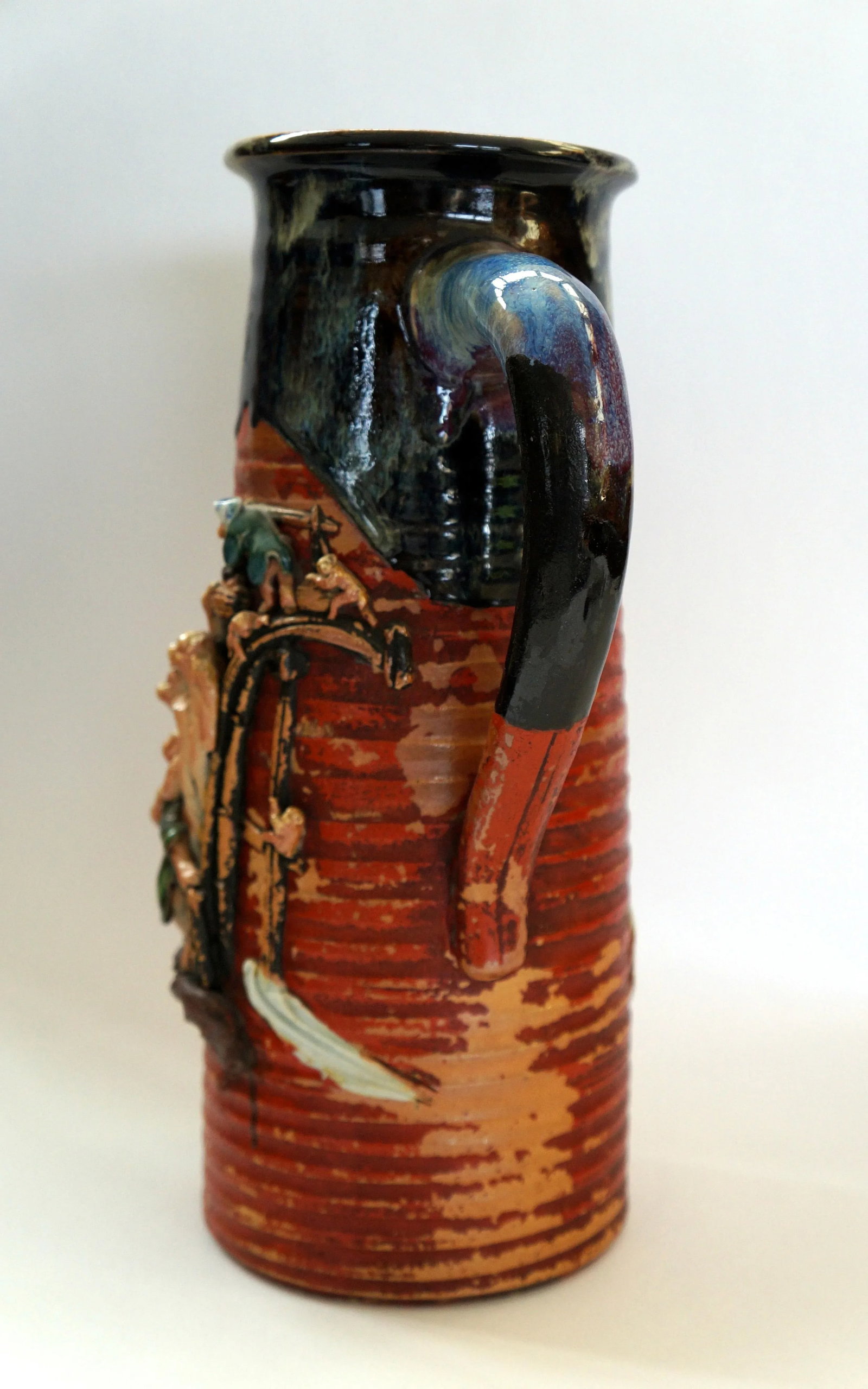 Antique Sumida Ware of a Pitcher With Thirteen Monkeys - 4