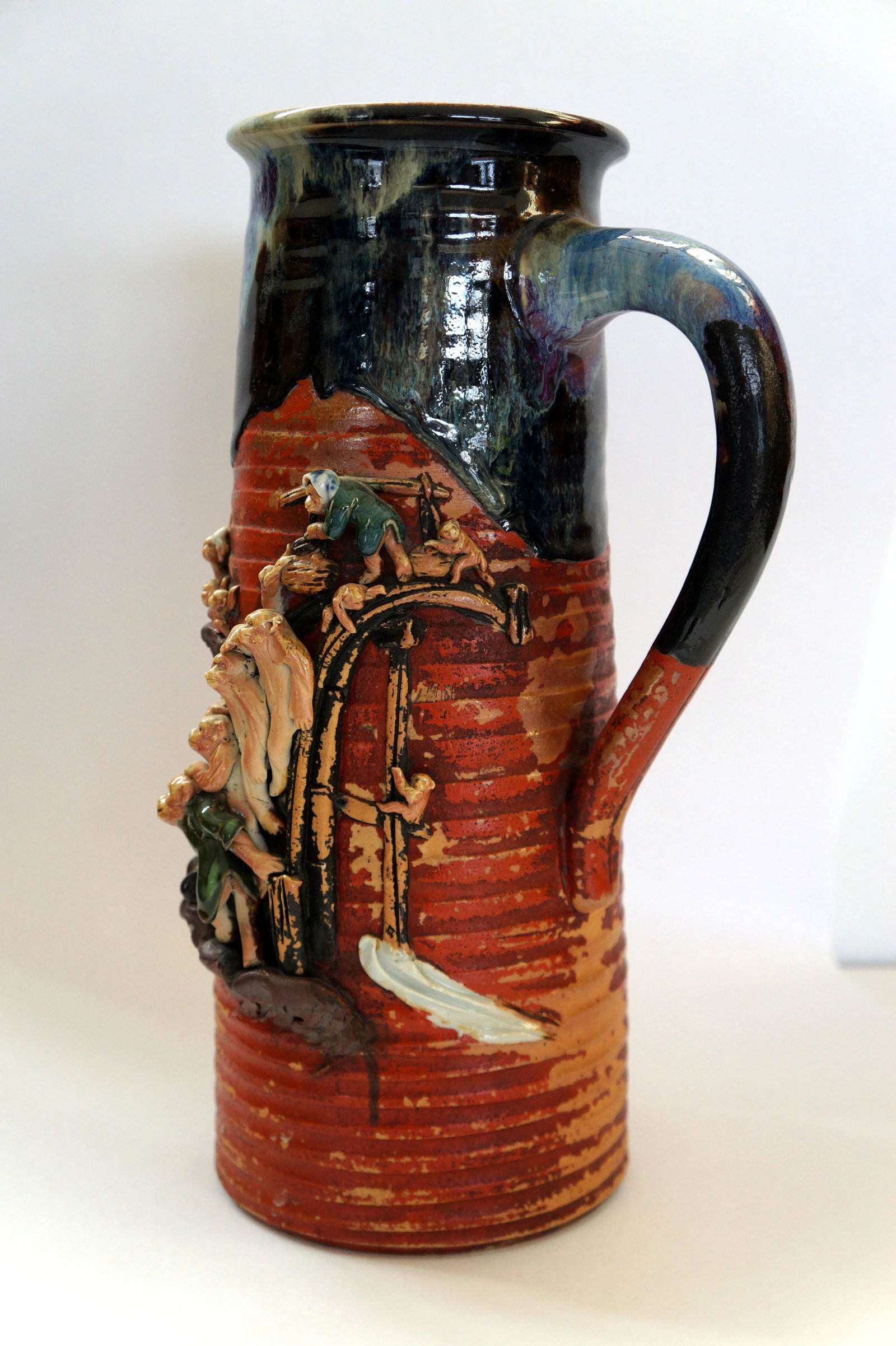 Antique Sumida Ware of a Pitcher With Thirteen Monkeys - 6