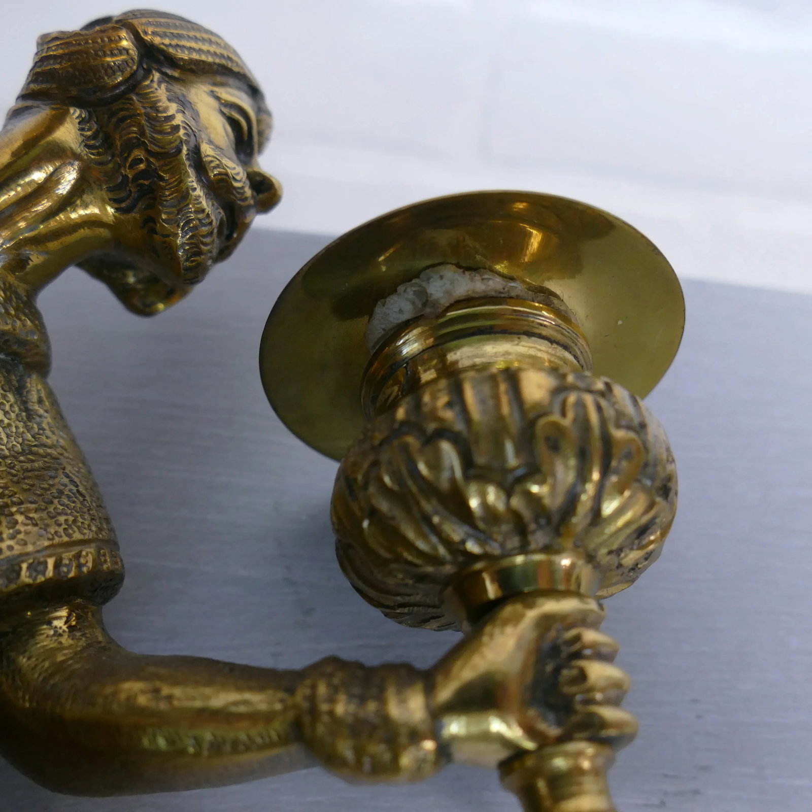 Pair Antique English Figural / Hunting Candlesticks - 10