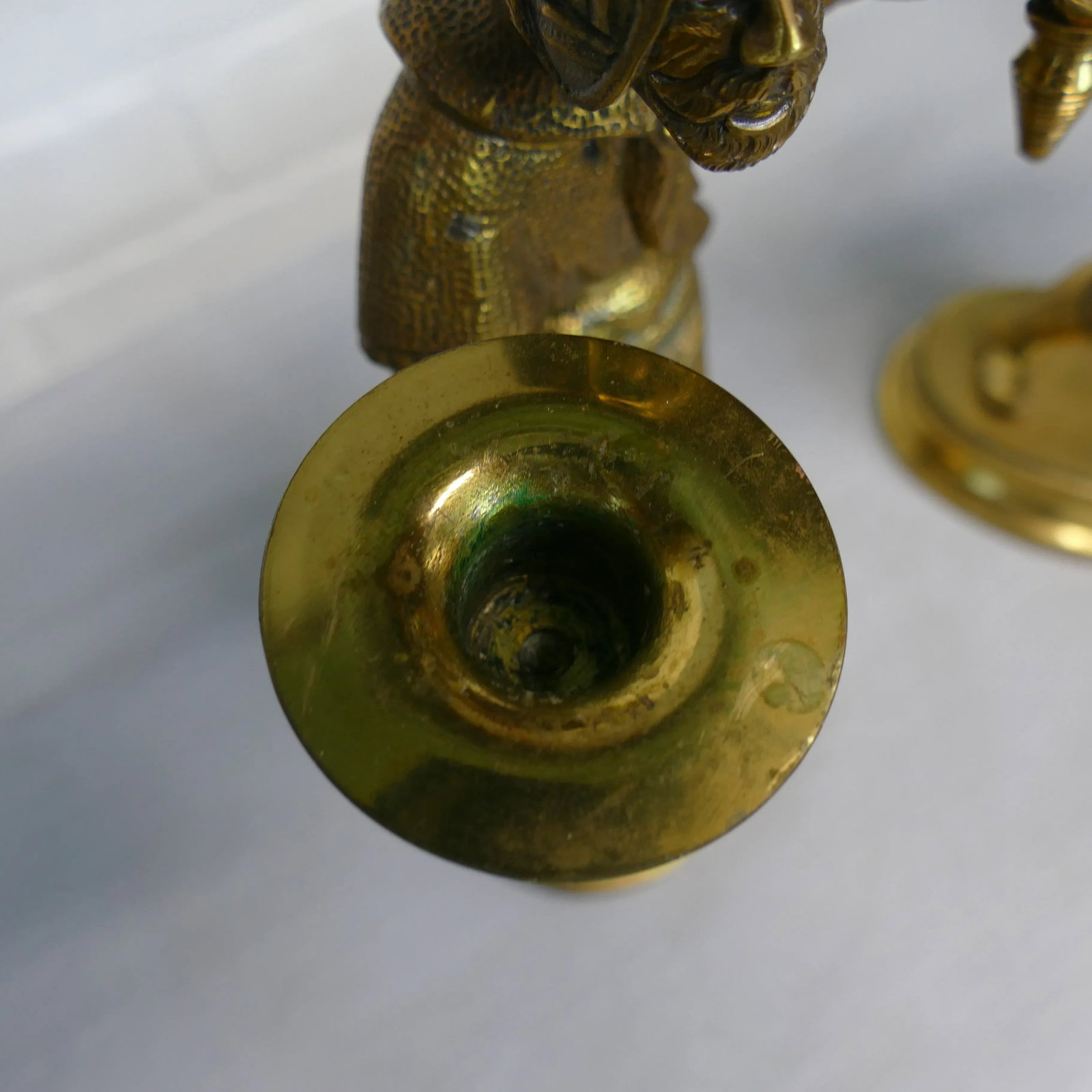 Pair Antique English Figural / Hunting Candlesticks - 11