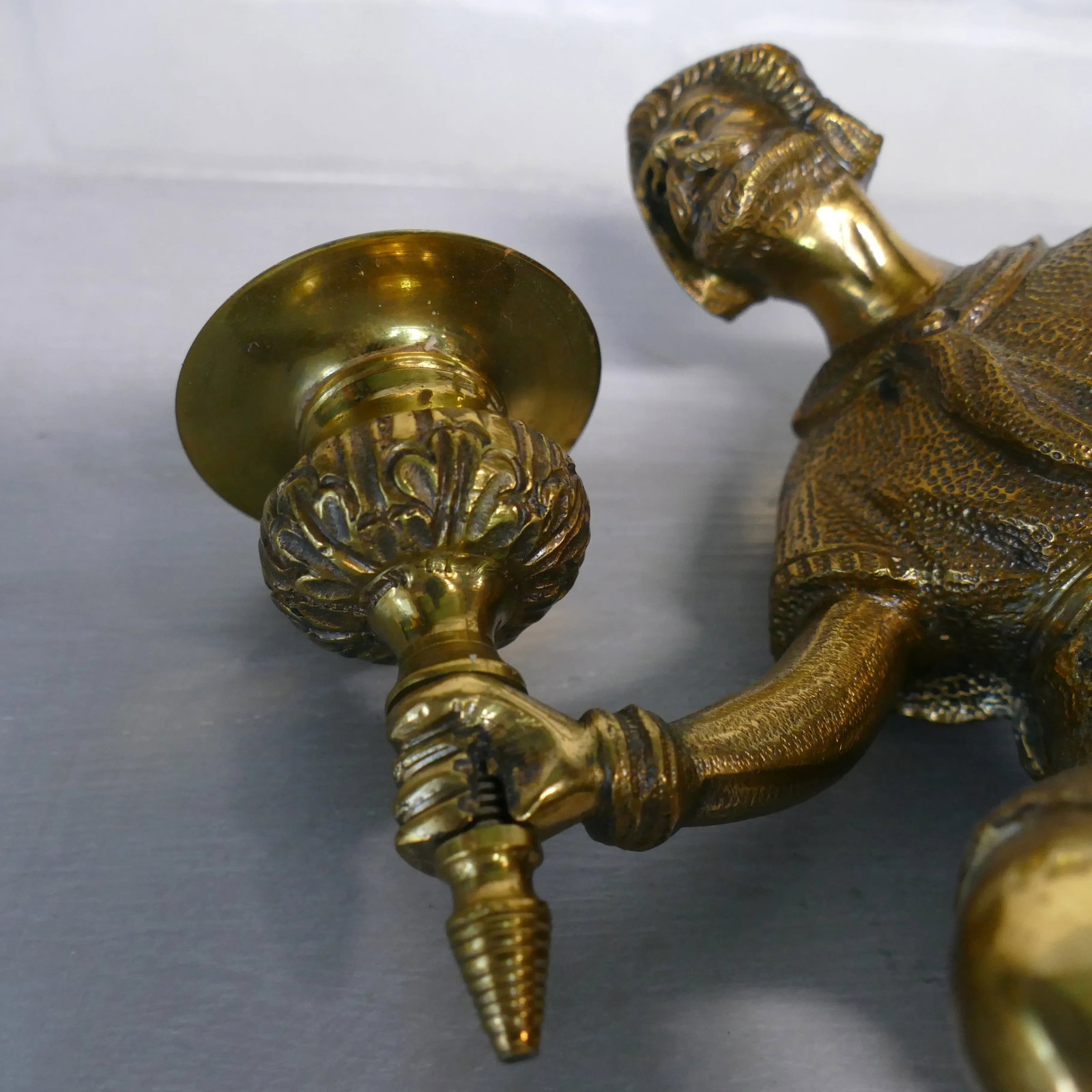 Pair Antique English Figural / Hunting Candlesticks - 12
