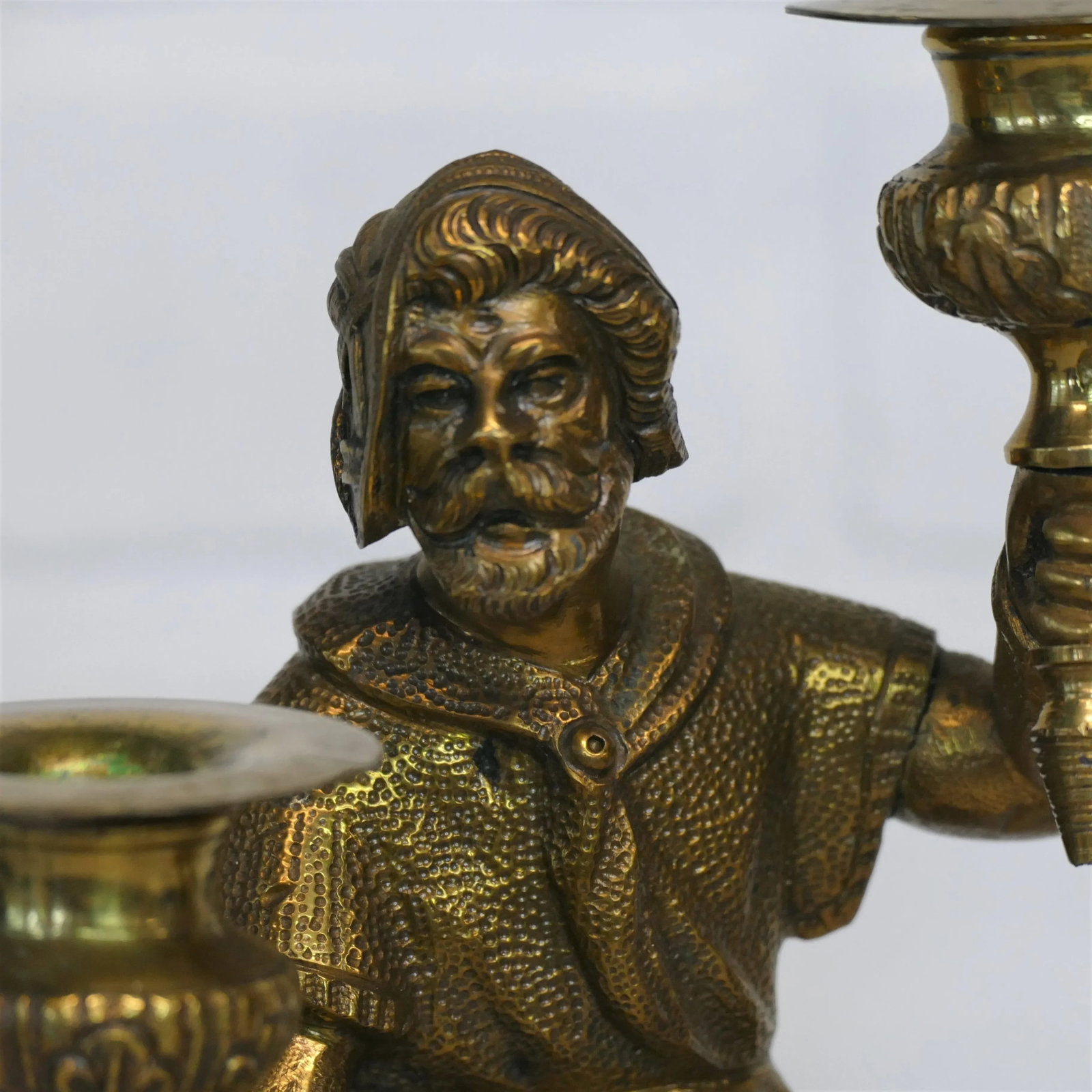 Pair Antique English Figural / Hunting Candlesticks - 6