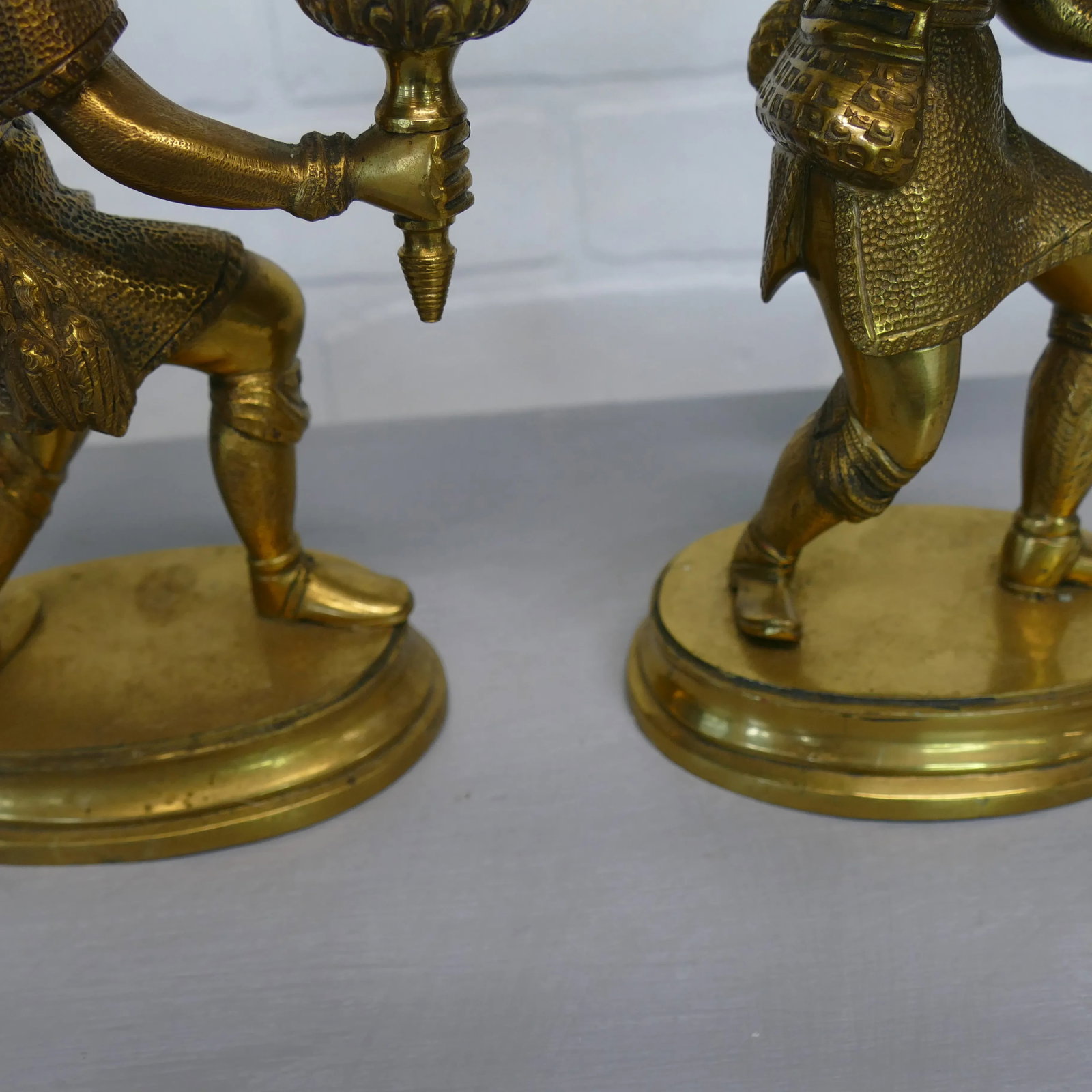 Pair Antique English Figural / Hunting Candlesticks - 8
