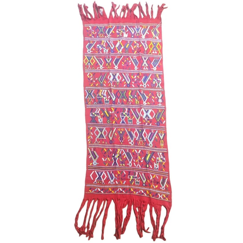 Vintage Hand-Embroidered Guatemalan Textile Throw - 10