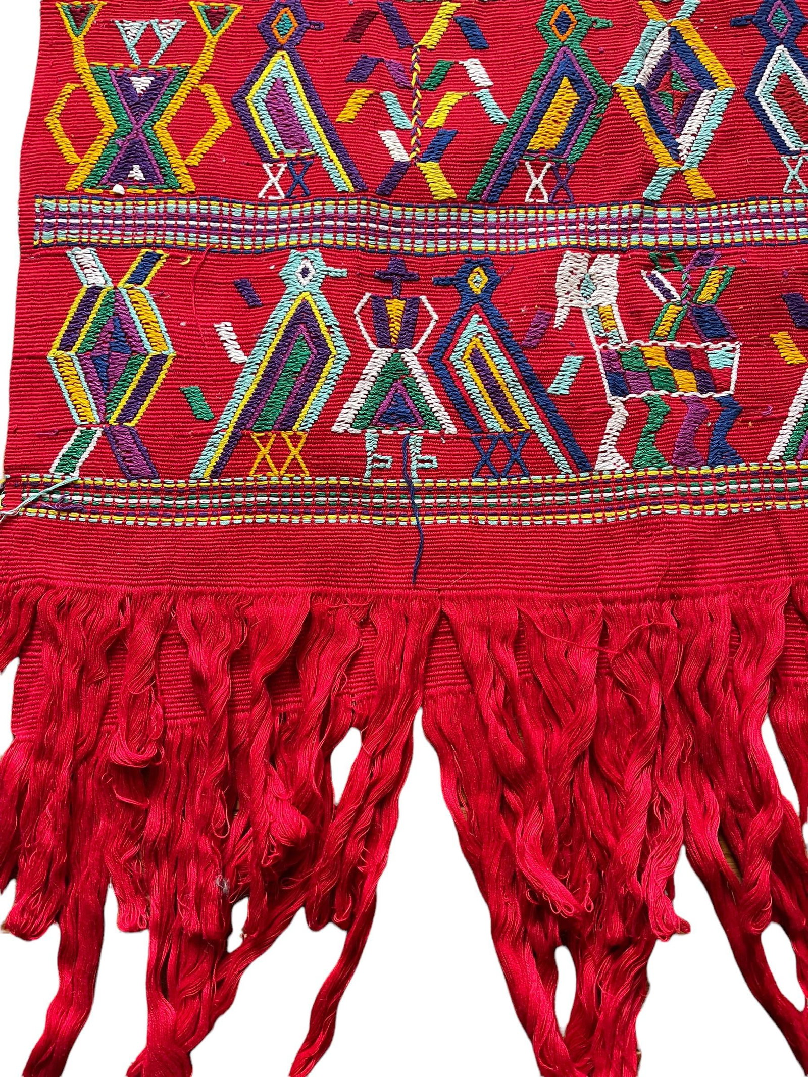 Vintage Hand-Embroidered Guatemalan Textile Throw - 11