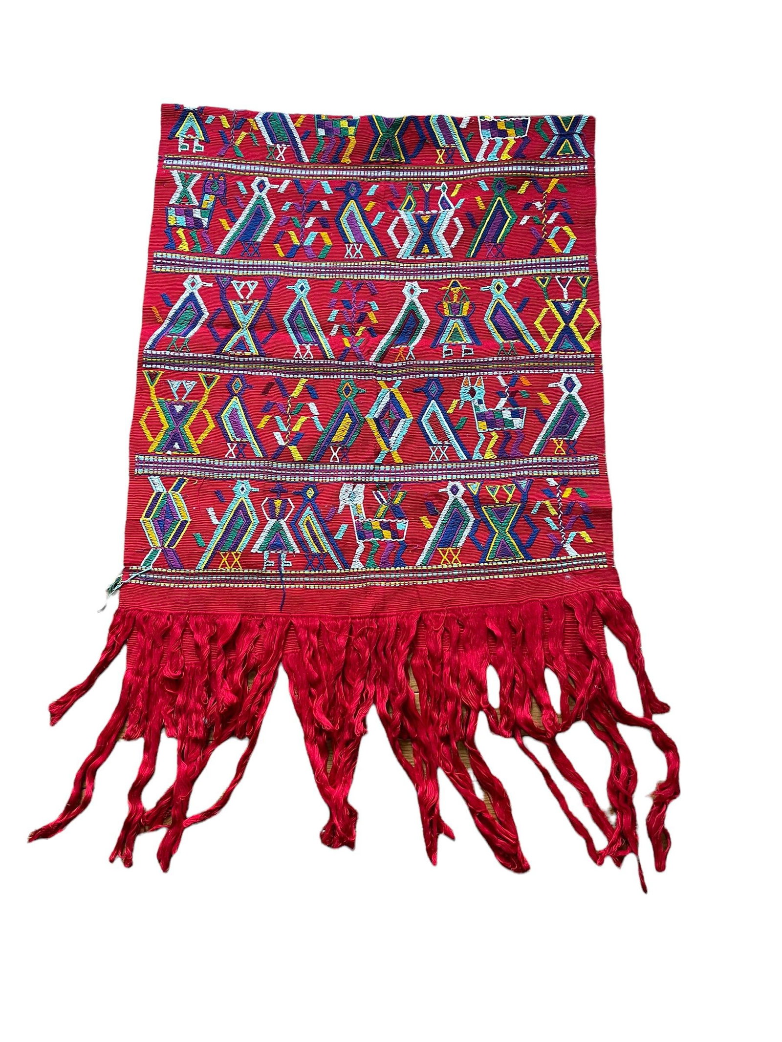 Vintage Hand-Embroidered Guatemalan Textile Throw - 13