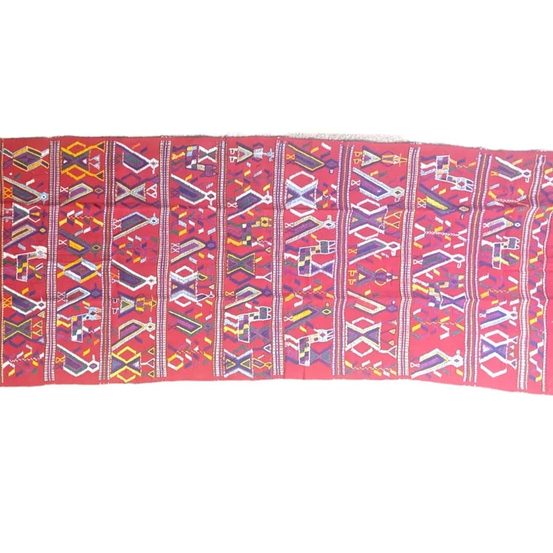 Vintage Hand-Embroidered Guatemalan Textile Throw - 5