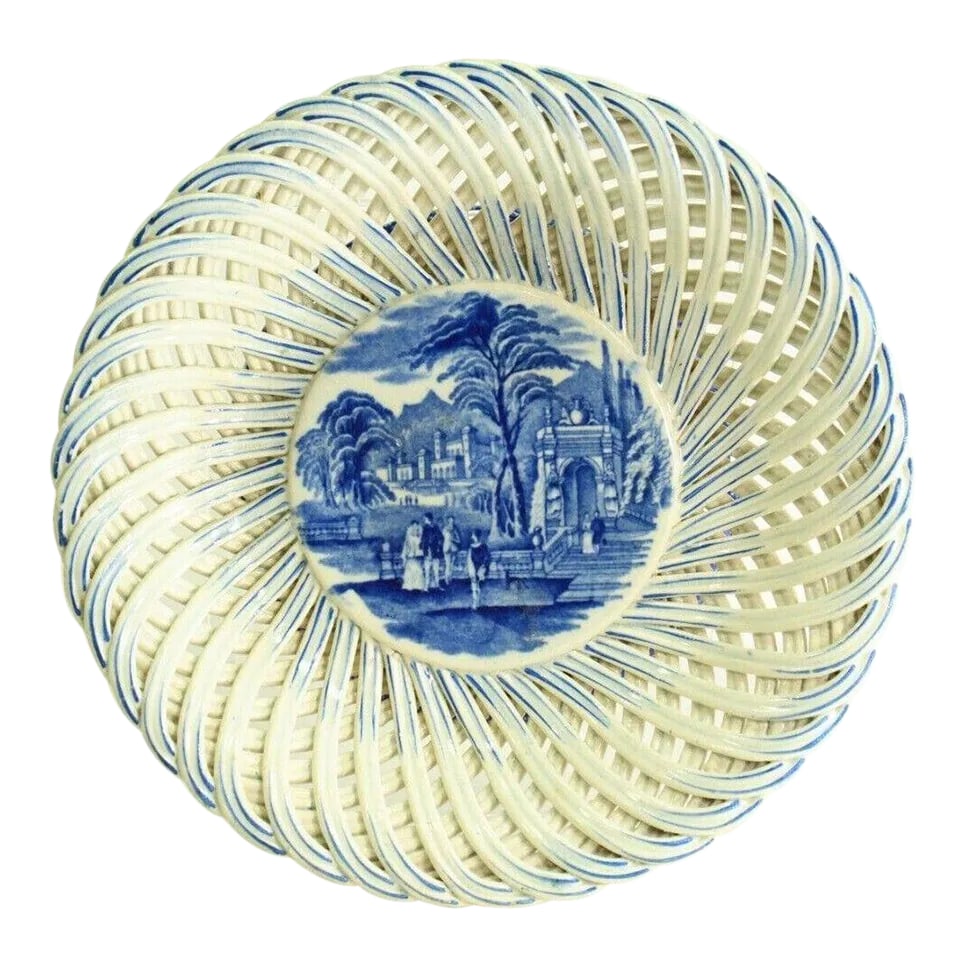 1840-50 Weaved Raised Porcelain Serving Bowl / Basket Stafforshire (1 of 13)