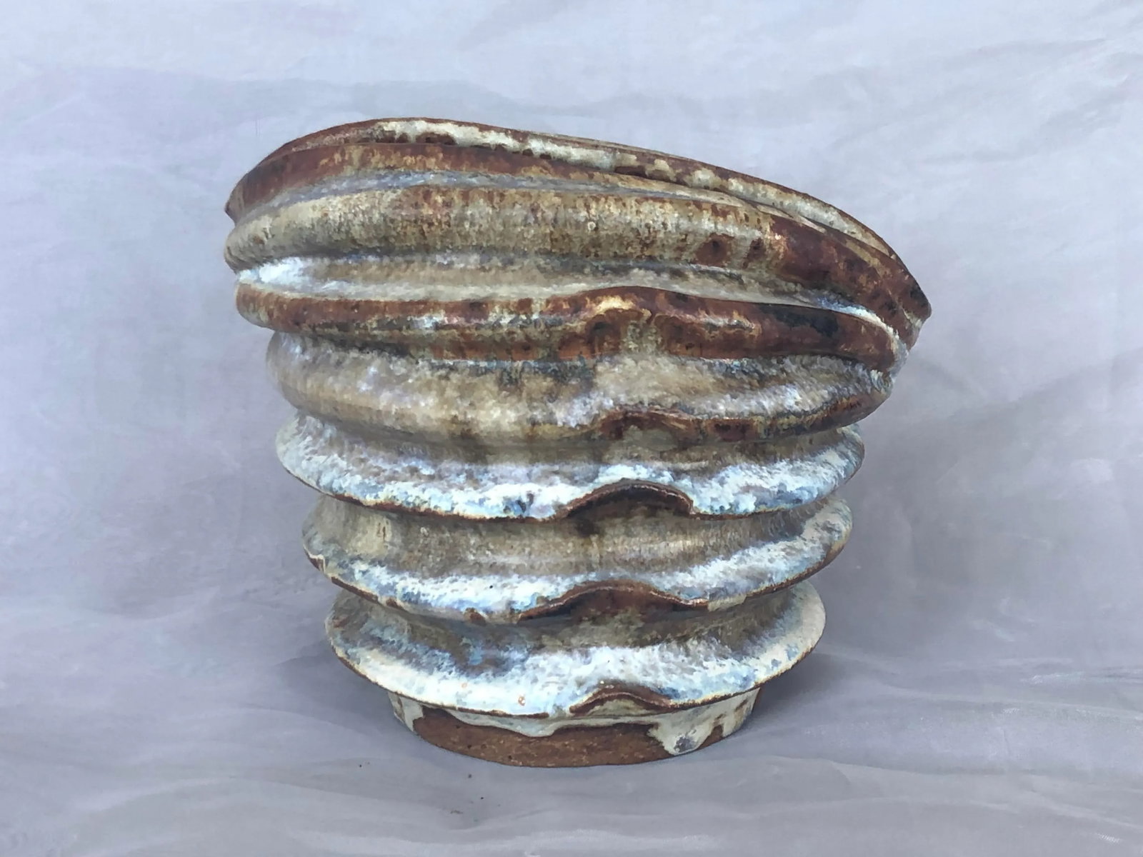 Modern Studio Art Pleated Pottery Vase - 12