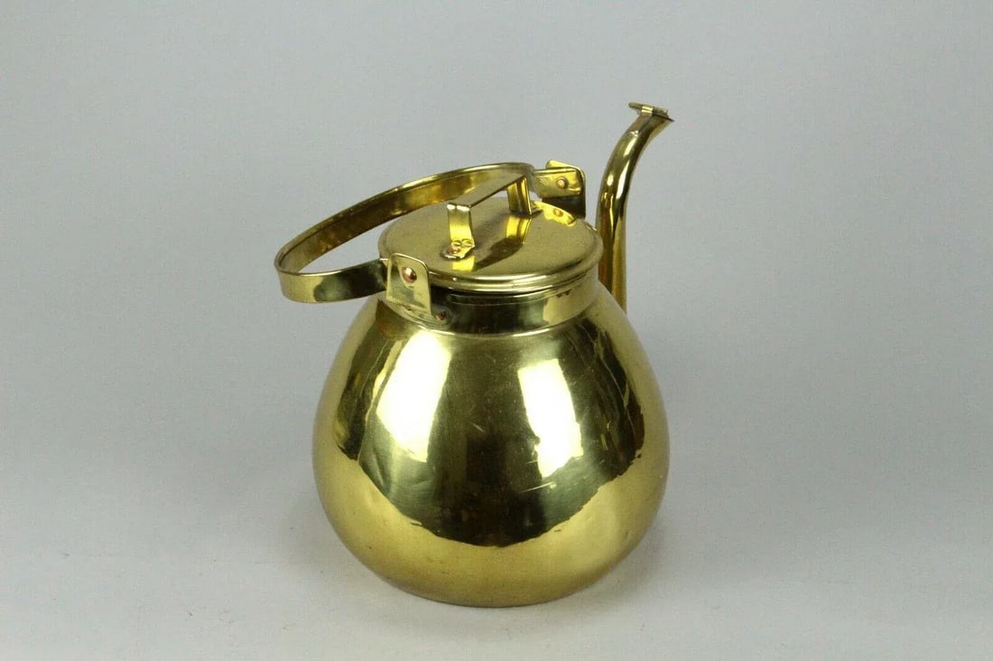 1800s X-Large Brass Tea Coffee Kettle Community Teapot English - 2