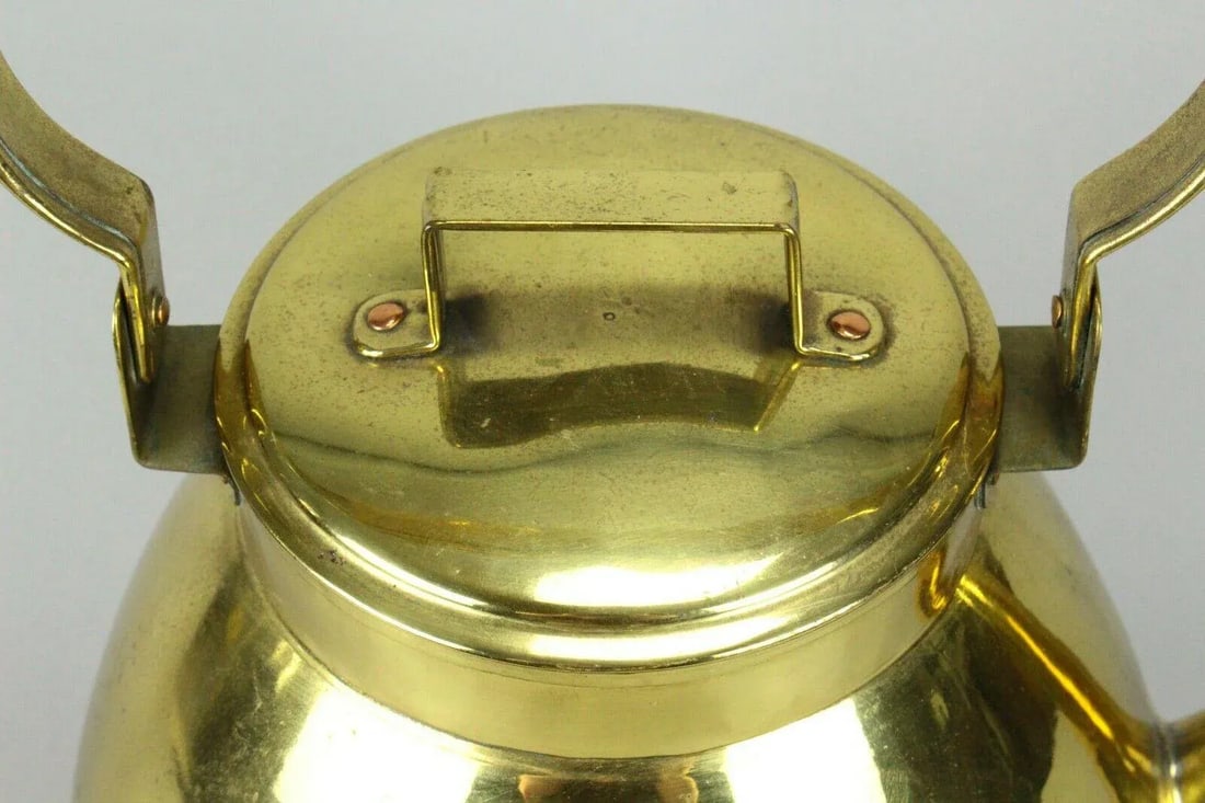 1800s X-Large Brass Tea Coffee Kettle Community Teapot English - 5