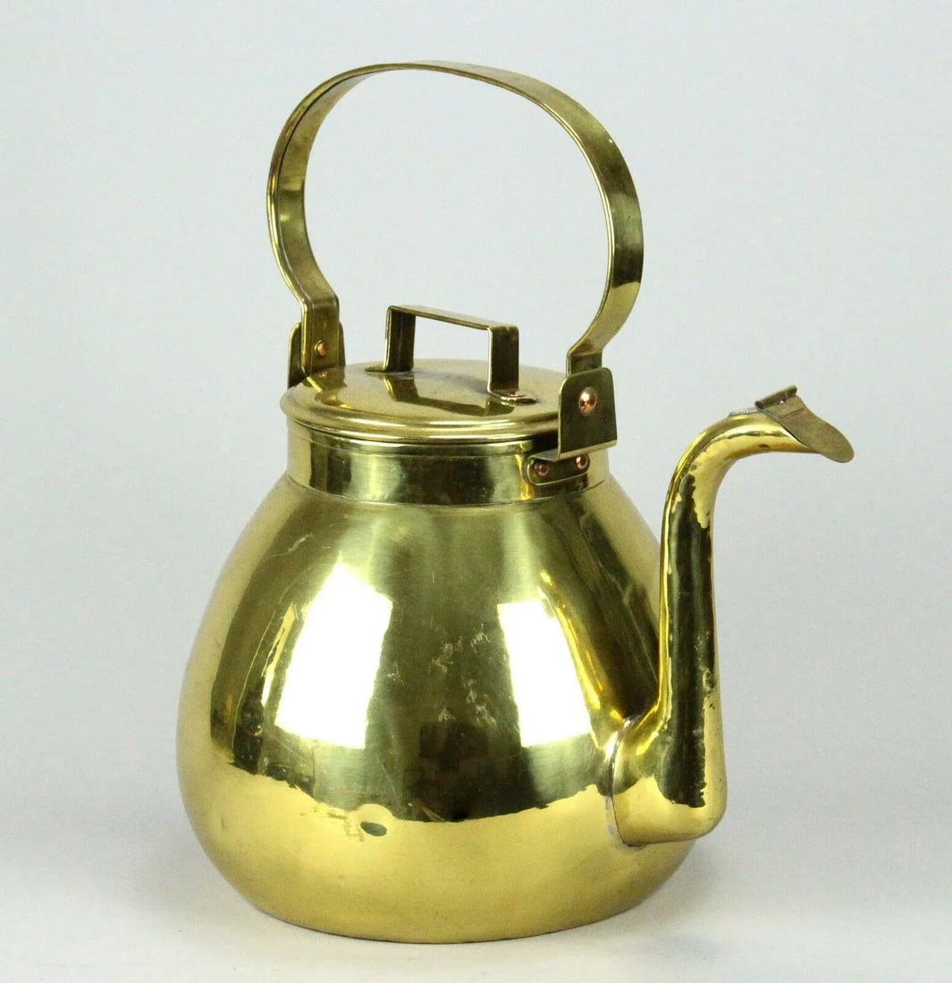 1800s X-Large Brass Tea Coffee Kettle Community Teapot English - 6