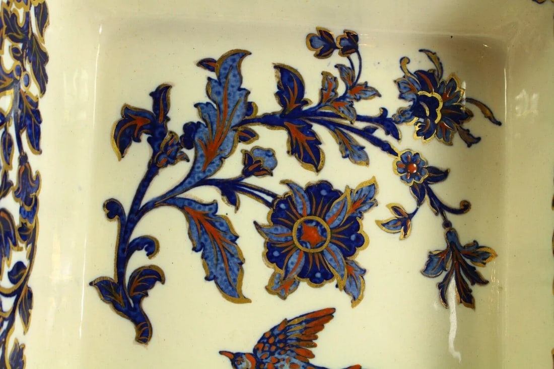 1885-1886 W. T. Copeland & Sons, Imari With Bird Square Bowl Serving Dish - 3