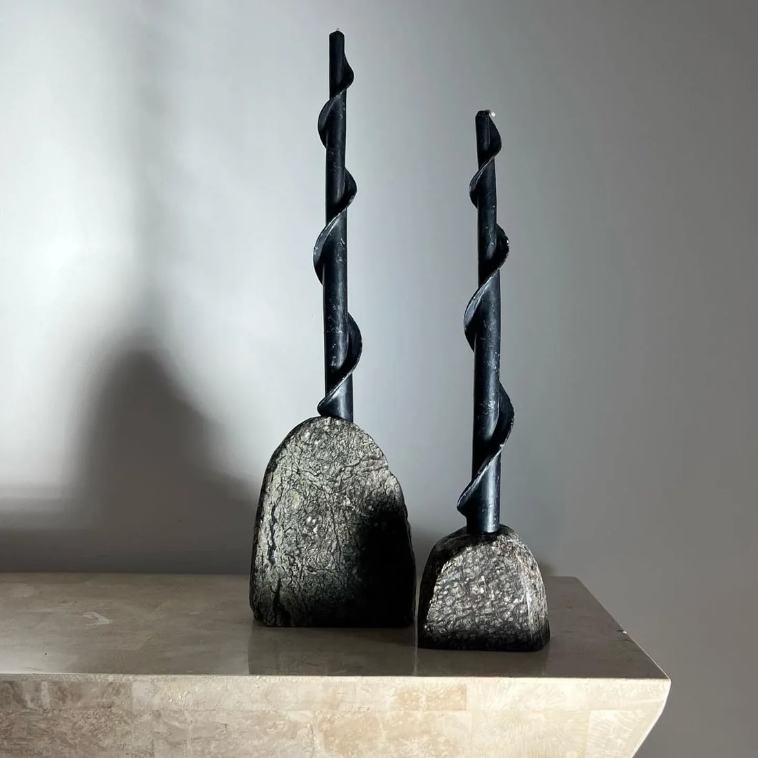 Vintage Rock Form Candle Holders in Real Stone, 1970s - Set of 2 - 11