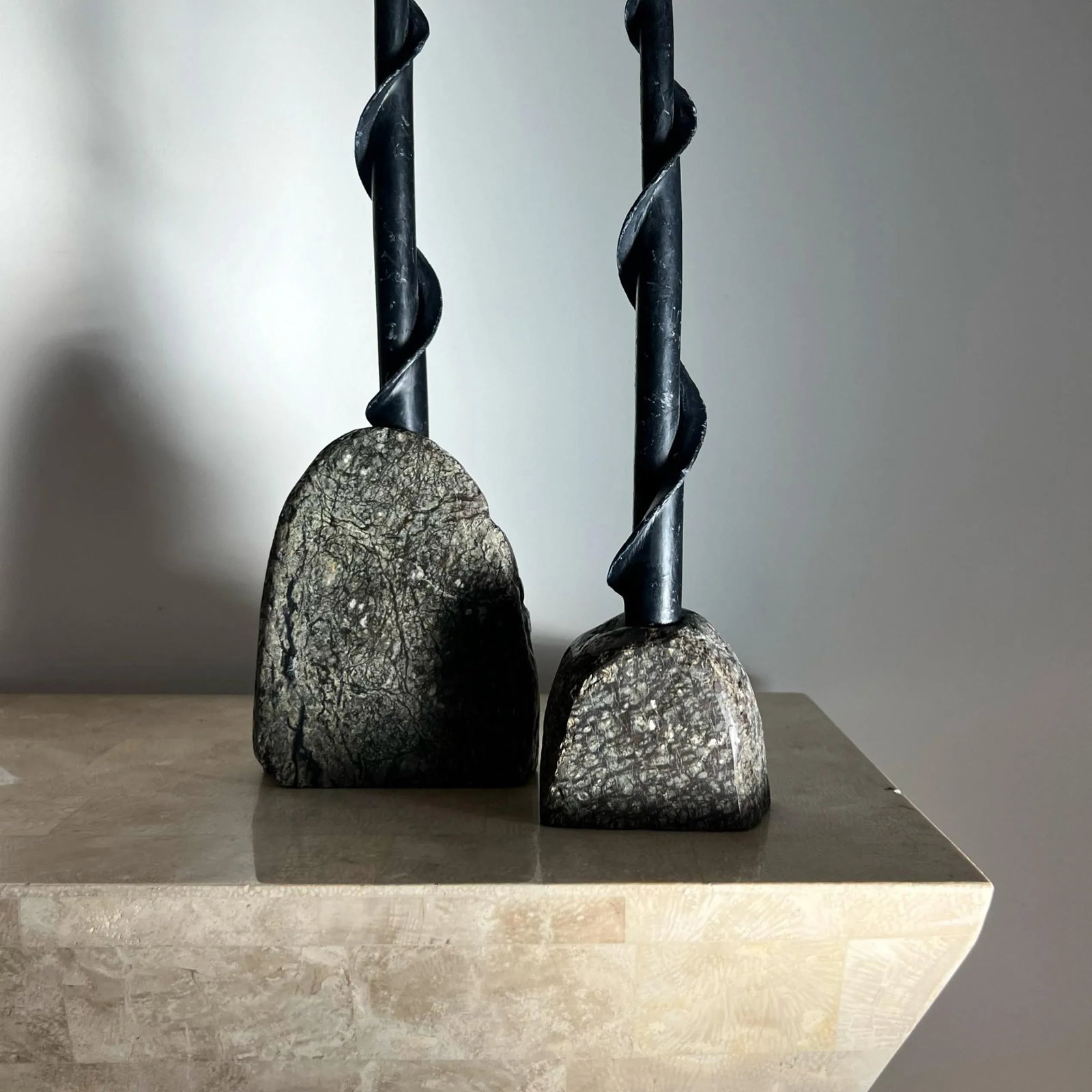 Vintage Rock Form Candle Holders in Real Stone, 1970s - Set of 2 - 2