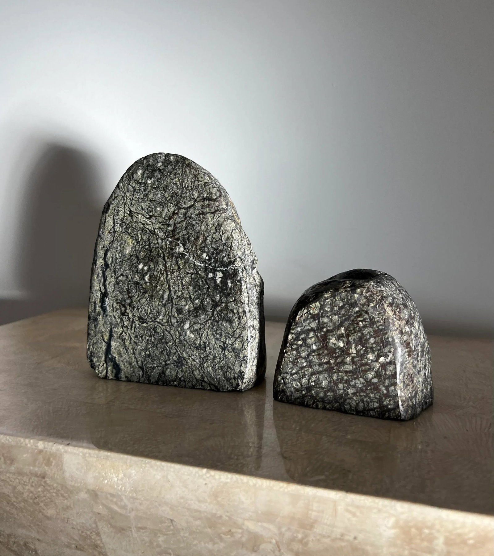 Vintage Rock Form Candle Holders in Real Stone, 1970s - Set of 2 - 3