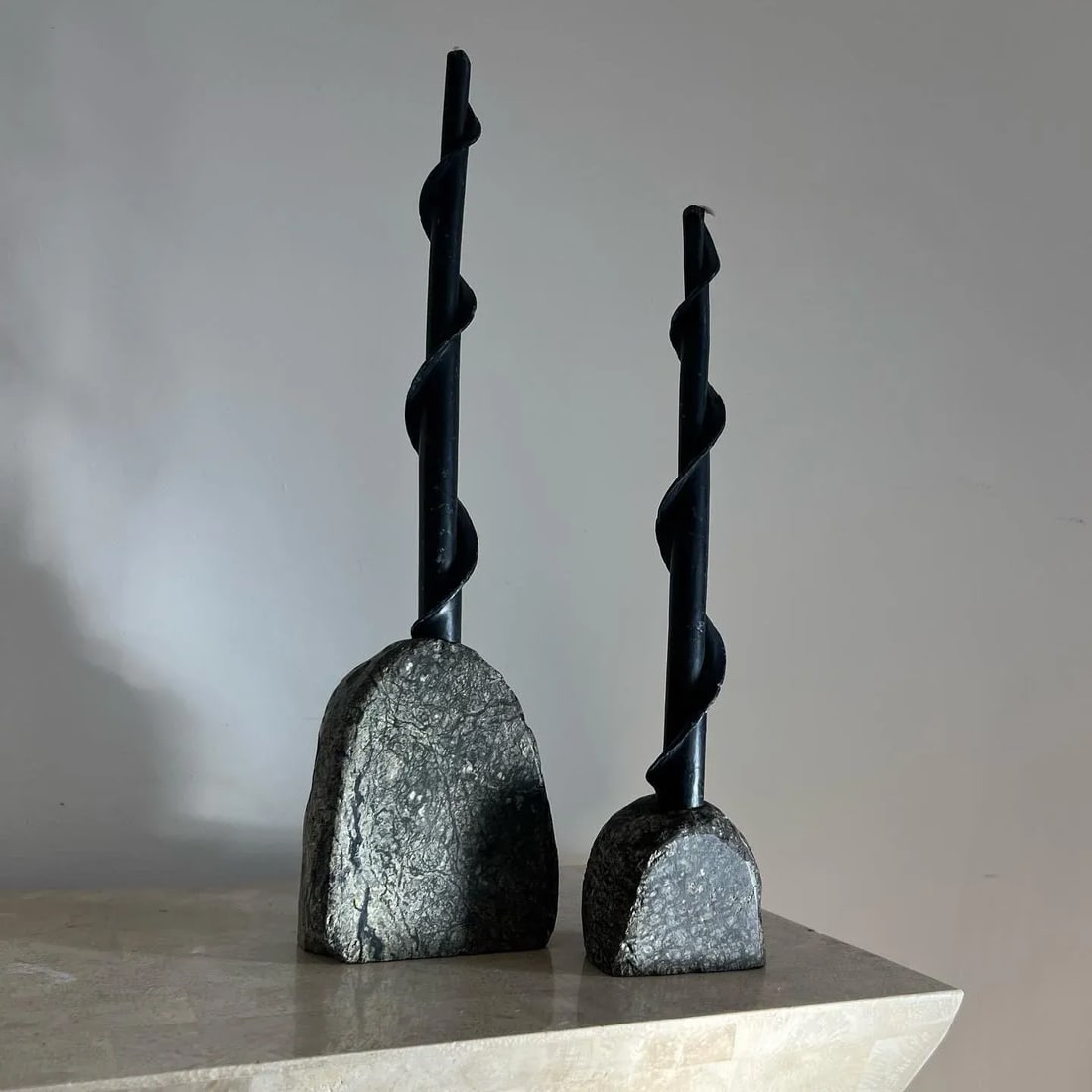 Vintage Rock Form Candle Holders in Real Stone, 1970s - Set of 2 - 5