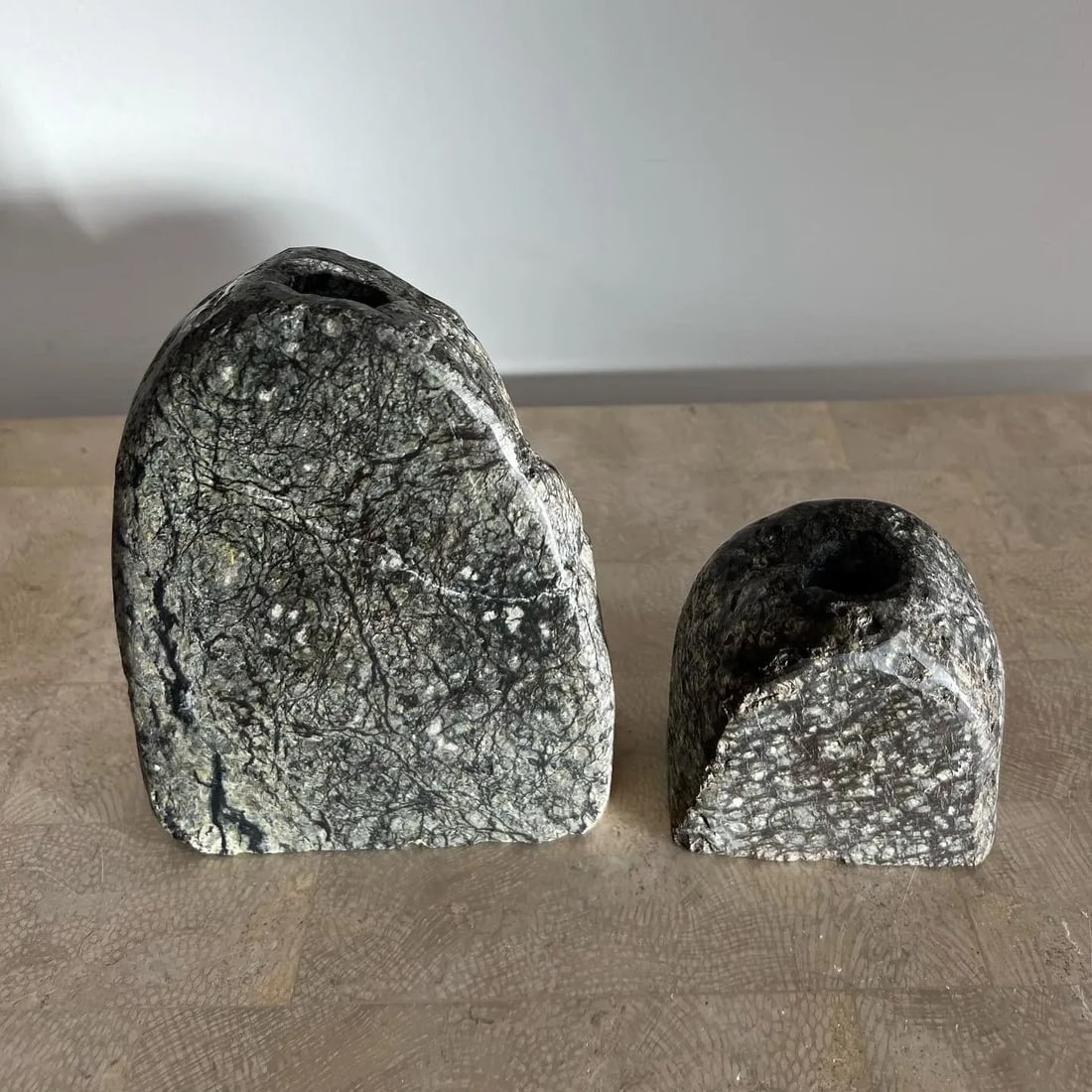 Vintage Rock Form Candle Holders in Real Stone, 1970s - Set of 2 - 7
