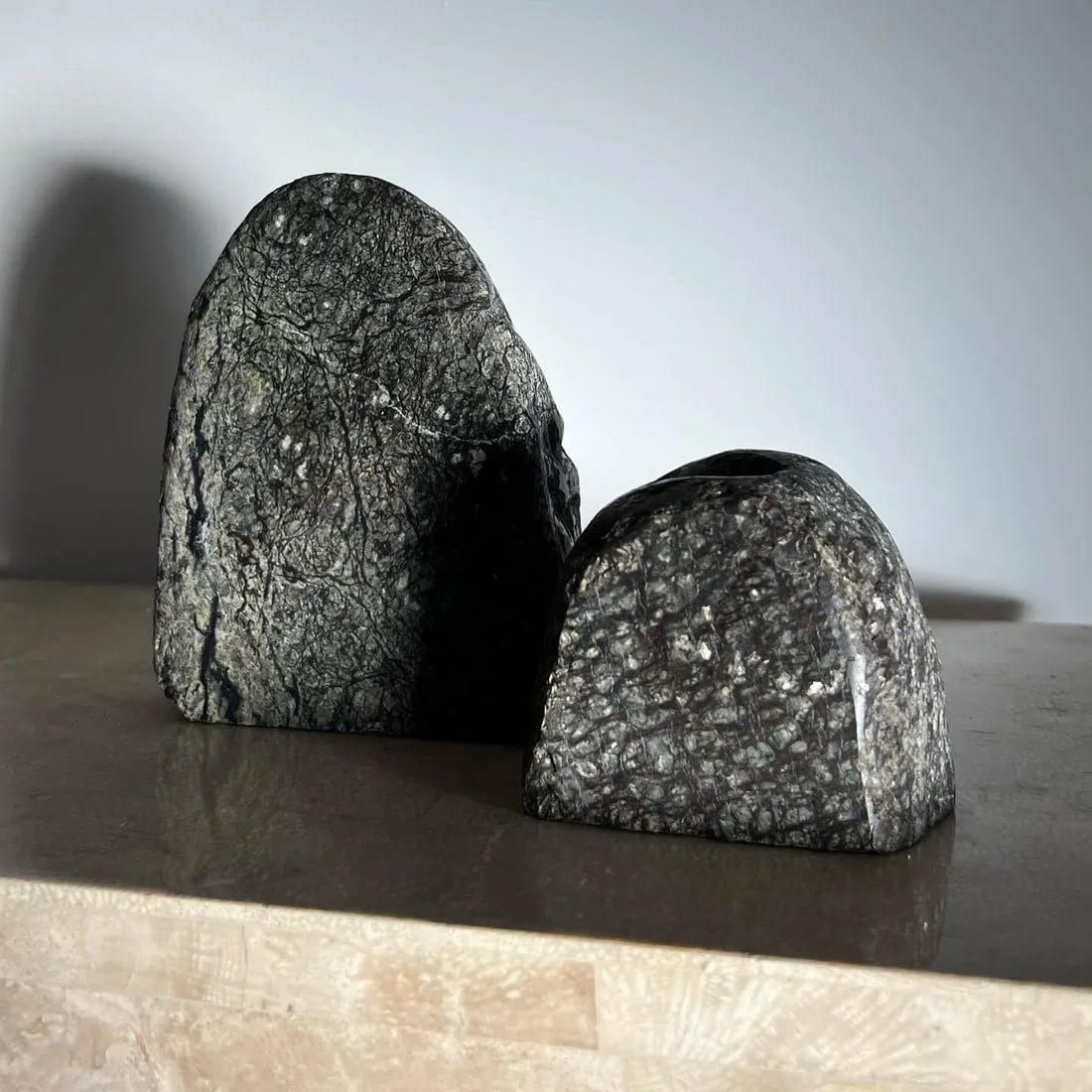 Vintage Rock Form Candle Holders in Real Stone, 1970s - Set of 2 - 8