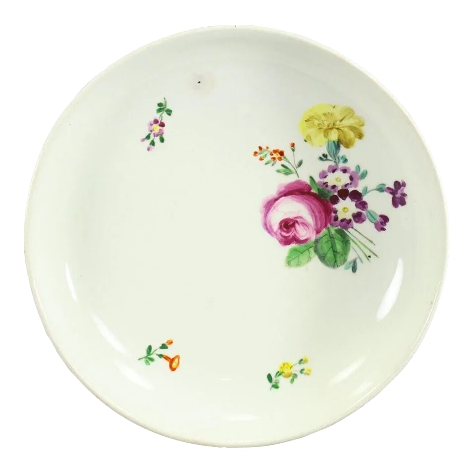 18th Century Royal Vienna Porcelain Deep Plate / Shallow Bowl With Handpainted Flowers (1 of 12)