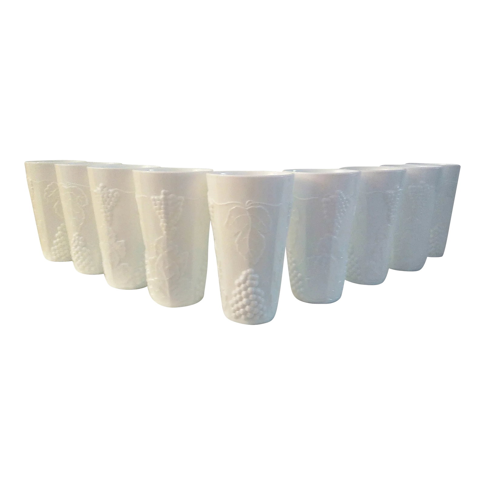 Mid-Century Harvest Grape Milk Glass Tumblers, S/9 (1 of 3)