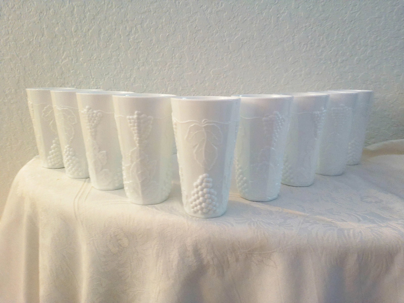 Mid-Century Harvest Grape Milk Glass Tumblers, S/9 - 3