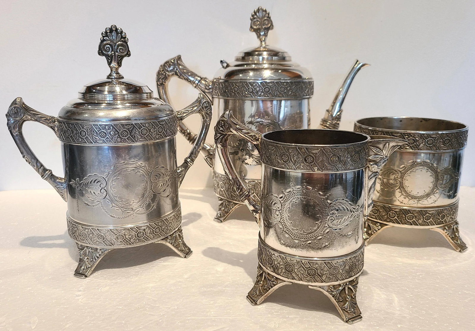 1880s Bridgeport Silver Co. Triple Plate Tea Set- 4 Pieces - 11