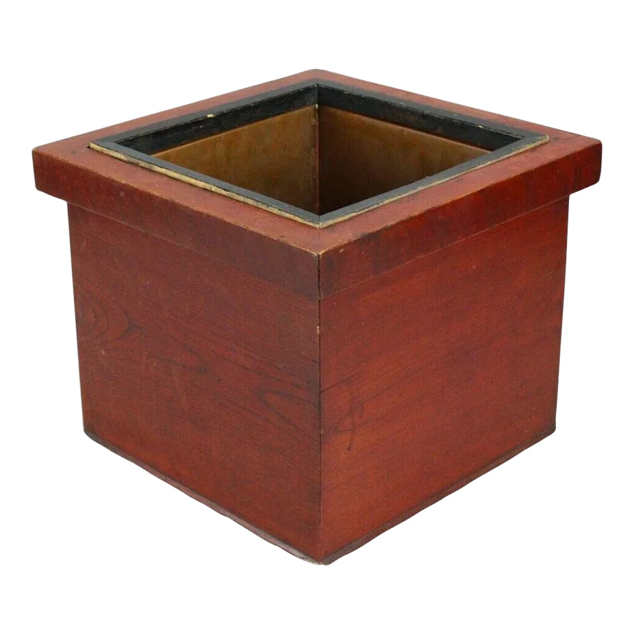 Meiji Period Japanese Hibachi Wood & Copper, Marked: A very beautiful Japanese Hibachi in English "fire bowl" a traditional Japanese brazier, which filled with charcoal, is used as a heating devise . An open box made of high quality wood with red/