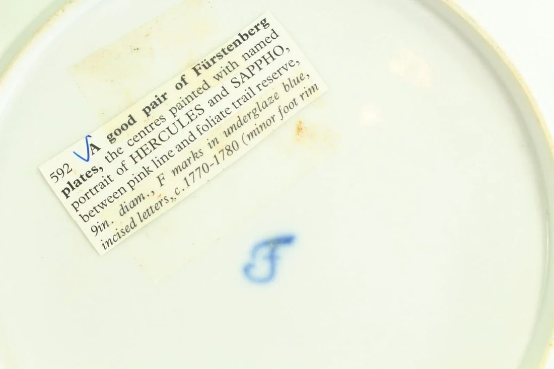 1770-1780 Furstenberg Porcelain Plates, Hercules & Sappho - Set of 2 - 11