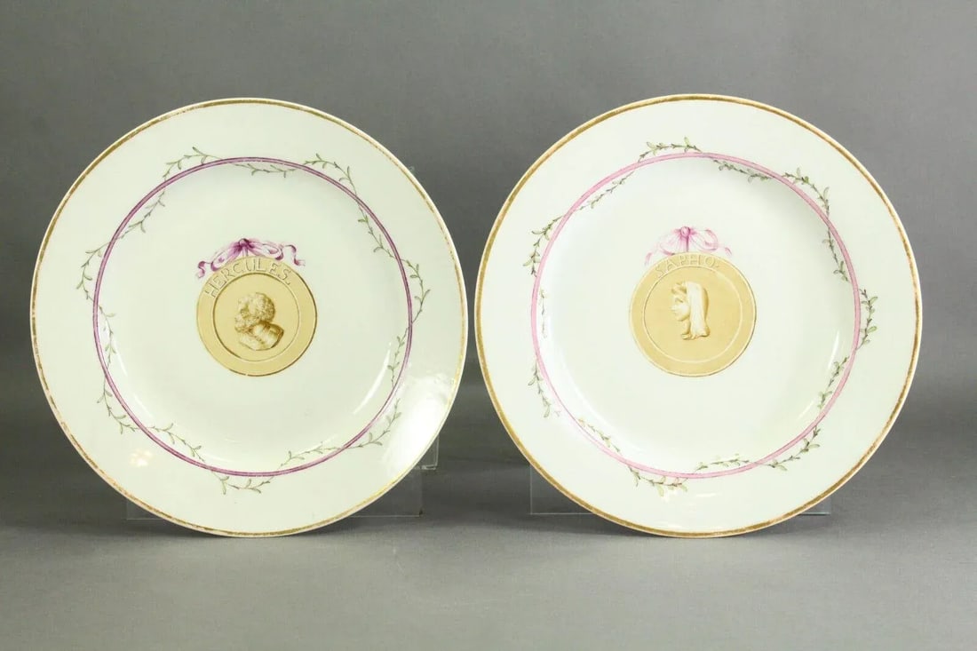 1770-1780 Furstenberg Porcelain Plates, Hercules & Sappho - Set of 2 - 13