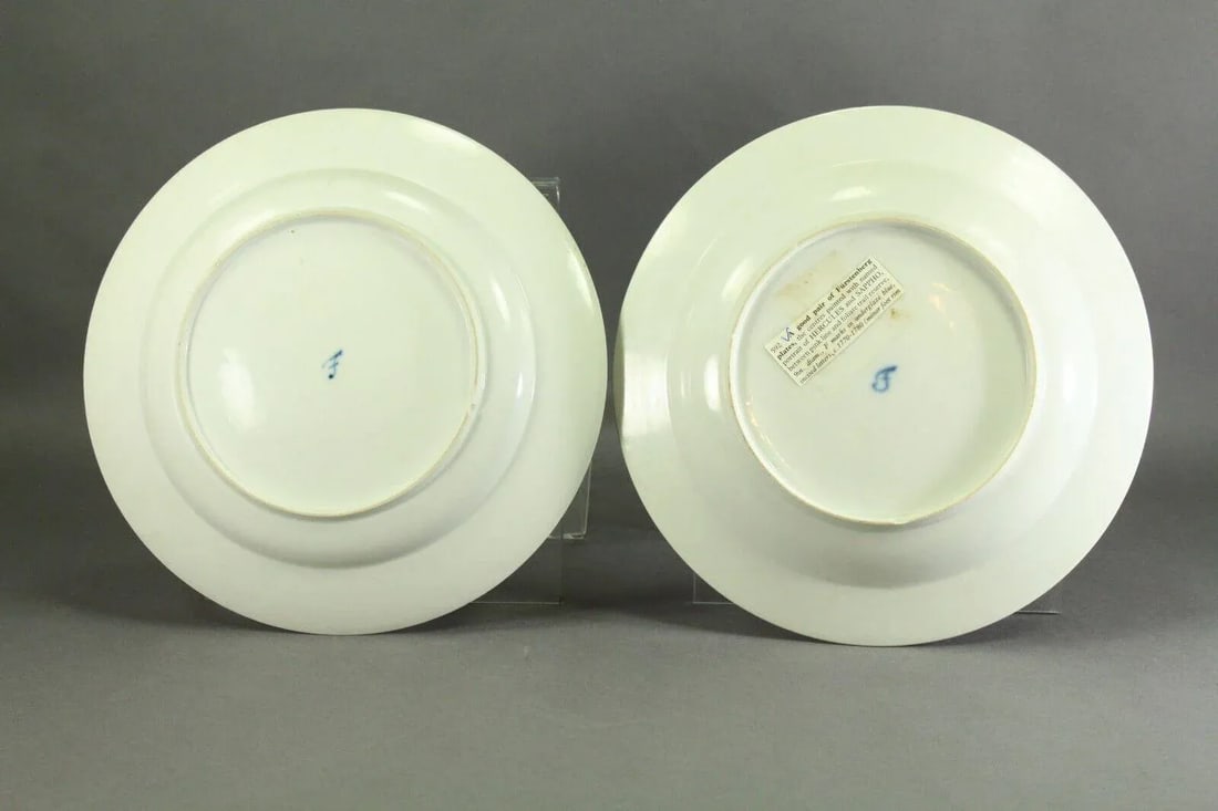 1770-1780 Furstenberg Porcelain Plates, Hercules & Sappho - Set of 2 - 8