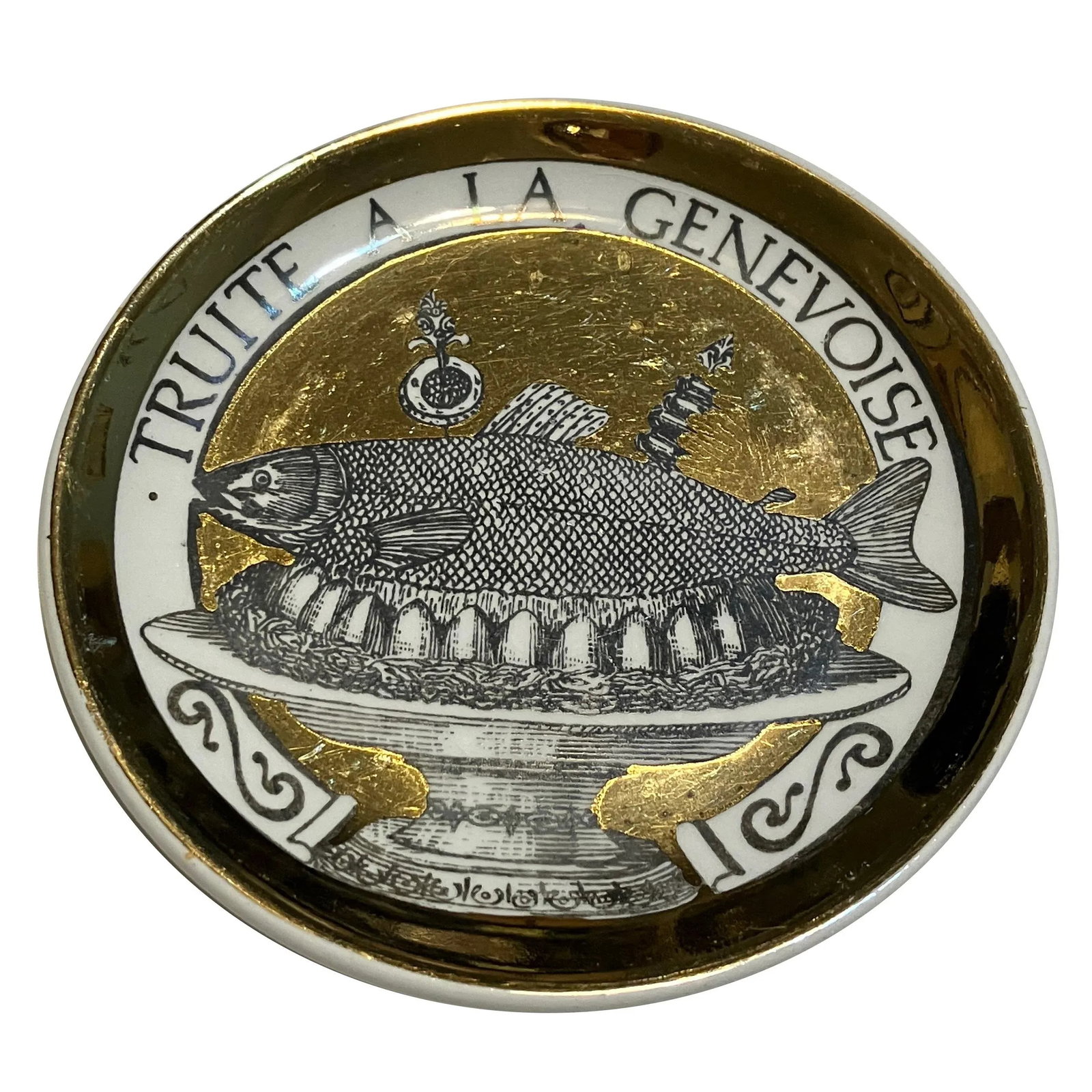 1950s Fornasetti "Dinner at Eight" Coasters - Opulent Gold - "Pranzo Alle Otto"- Set of 8 - 4