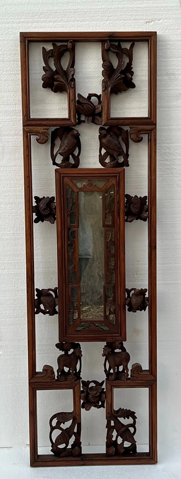 Antique Mid 19th Century Chinese Window Panels With Carvings of Birds and Flowers - a Pair - 2