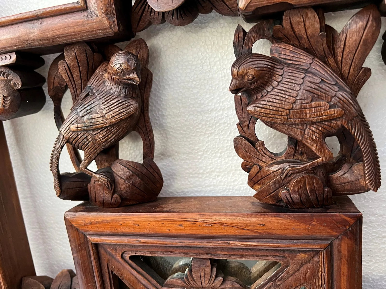 Antique Mid 19th Century Chinese Window Panels With Carvings of Birds and Flowers - a Pair - 7