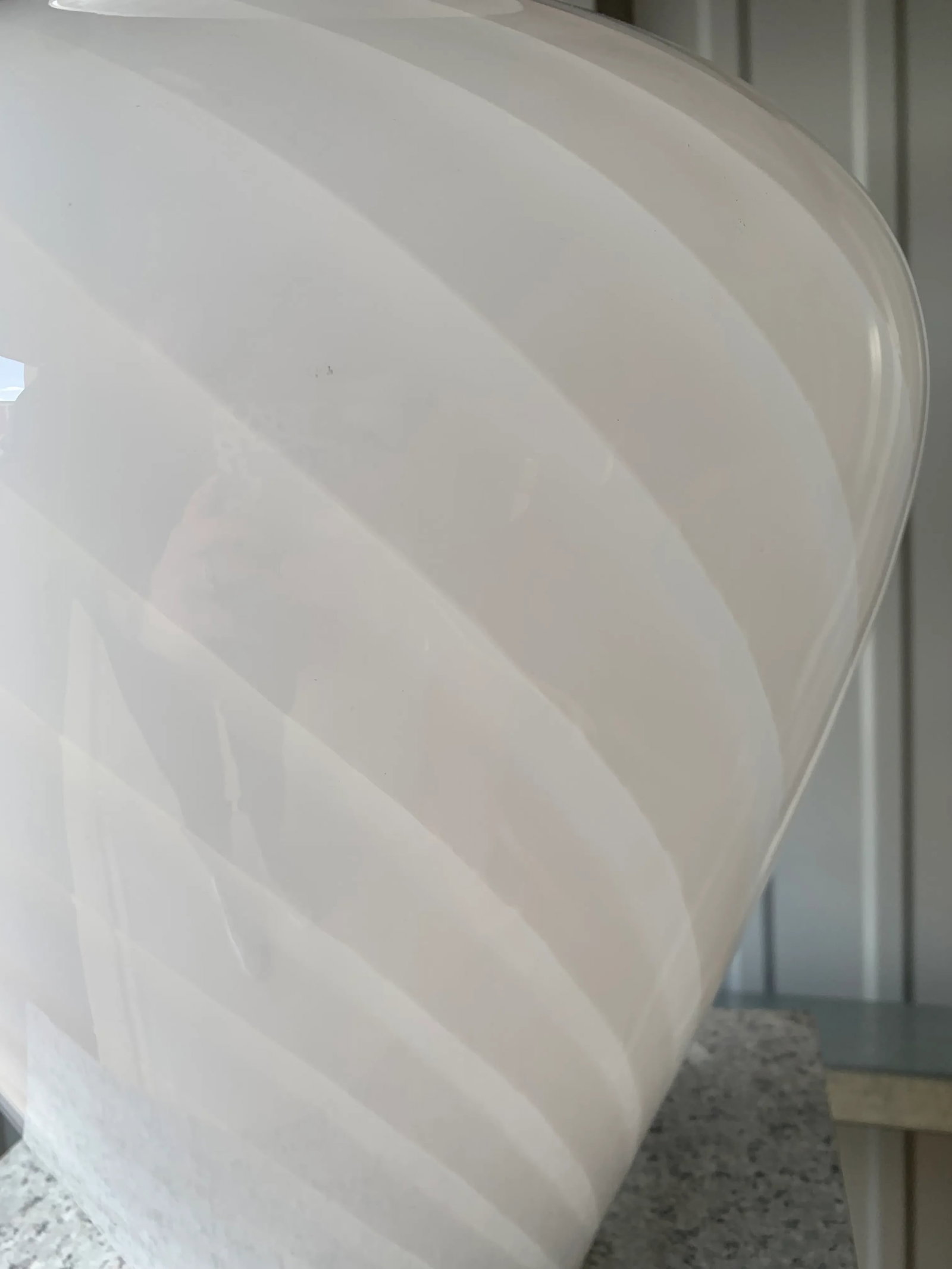 Vintage White Swirl Murano Hand Blown Glass Extra Large Vase - 3