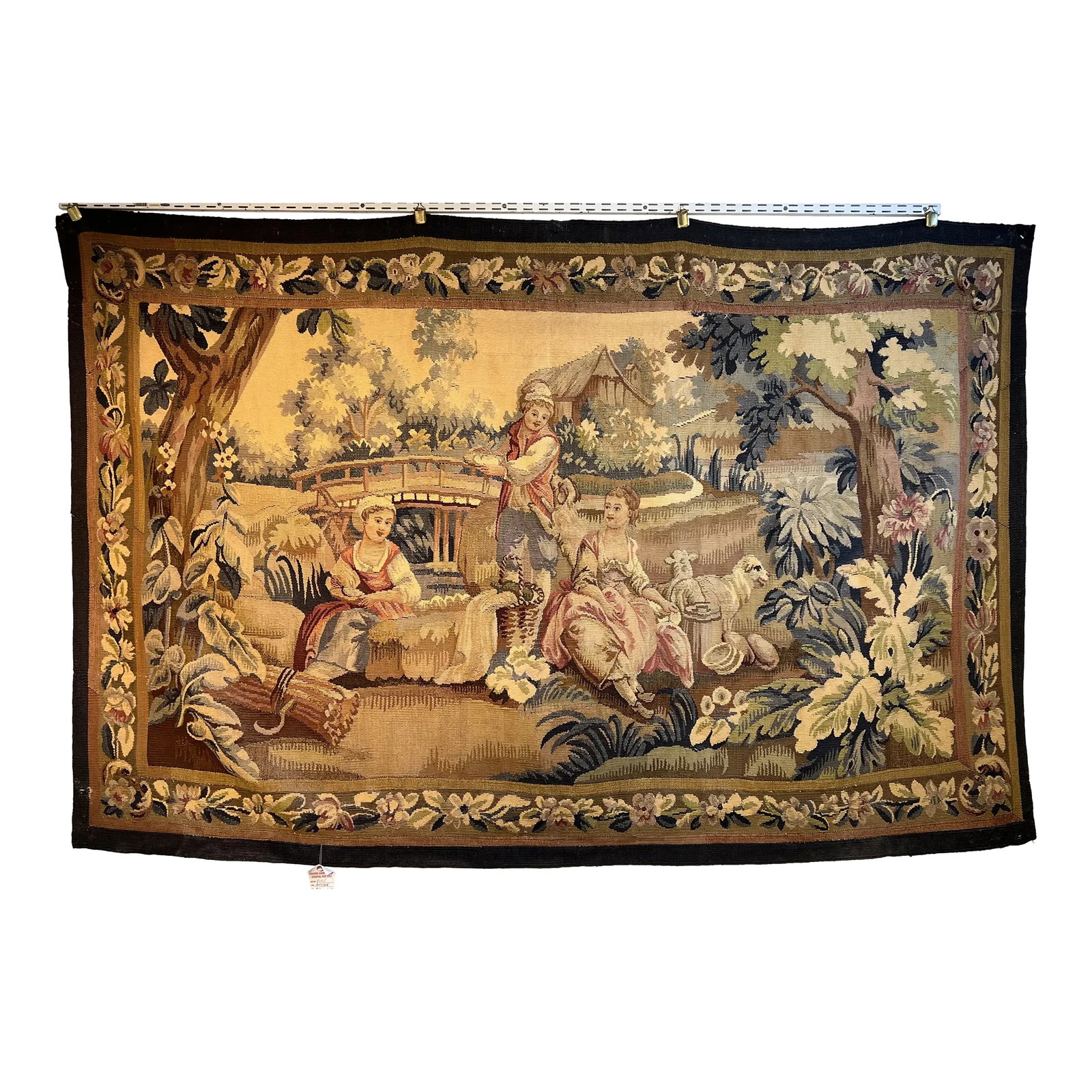 Antique Late 19th Century French Tapestry: Antique French Tapestry. Late 19th century. Perfect wall hanging as well a collectible item. Hard to find size. Condition: Alterations: Original Condition Unaltered Imperfections: Some Imperfections