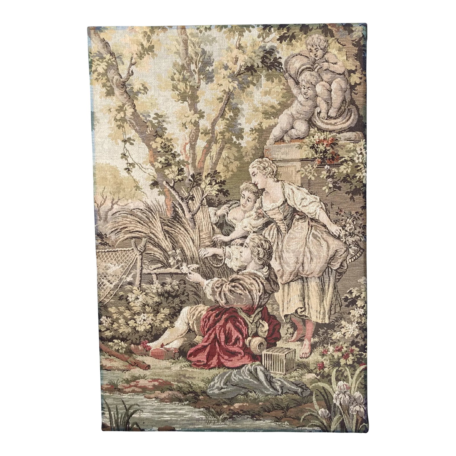 Mid 20th C Aubusson Style Inspired by Francis Boucher Vertical Verdure Romantic Wall Tapestry (1 of 13)