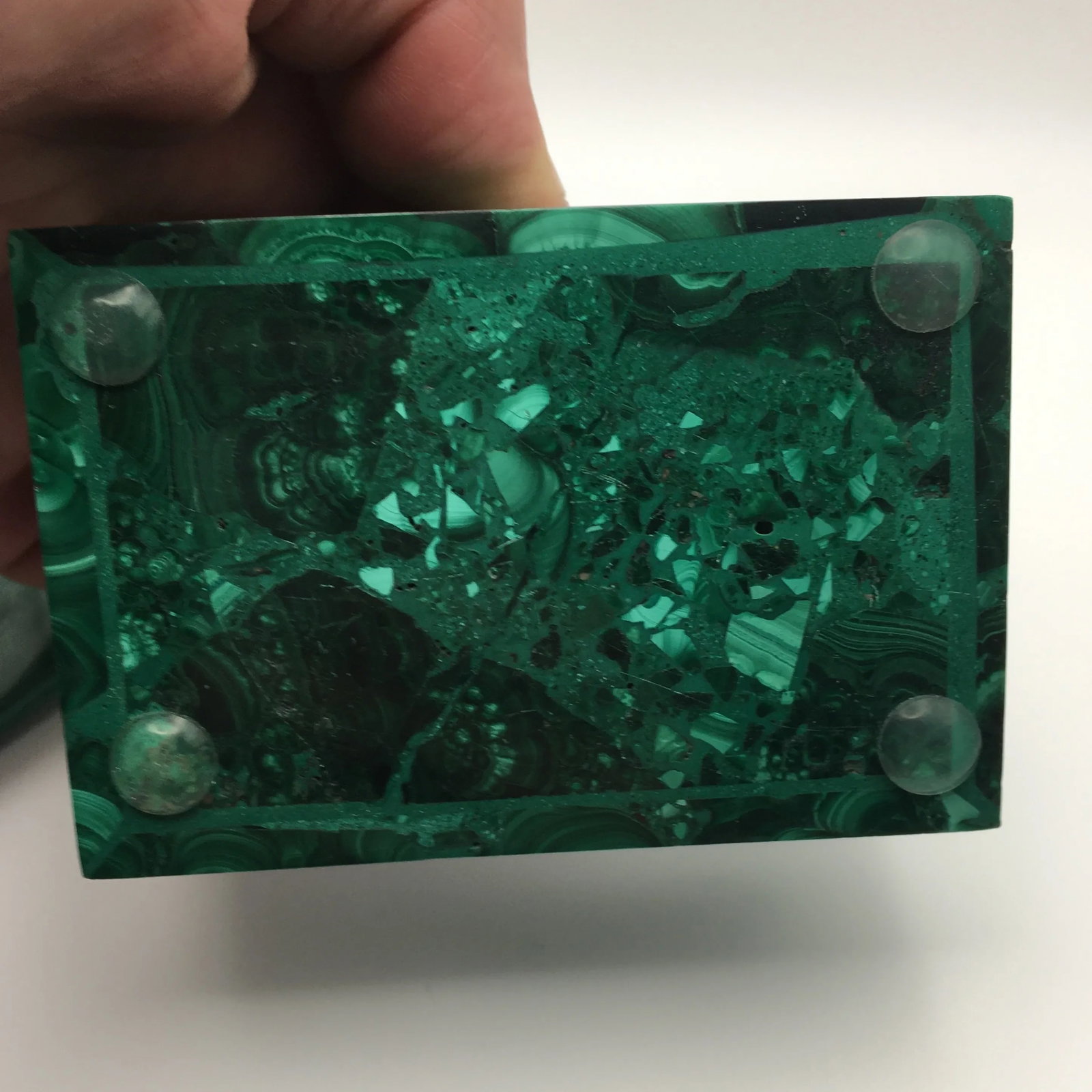 Malachite Accessory Box With Matching Removable Lid - 10