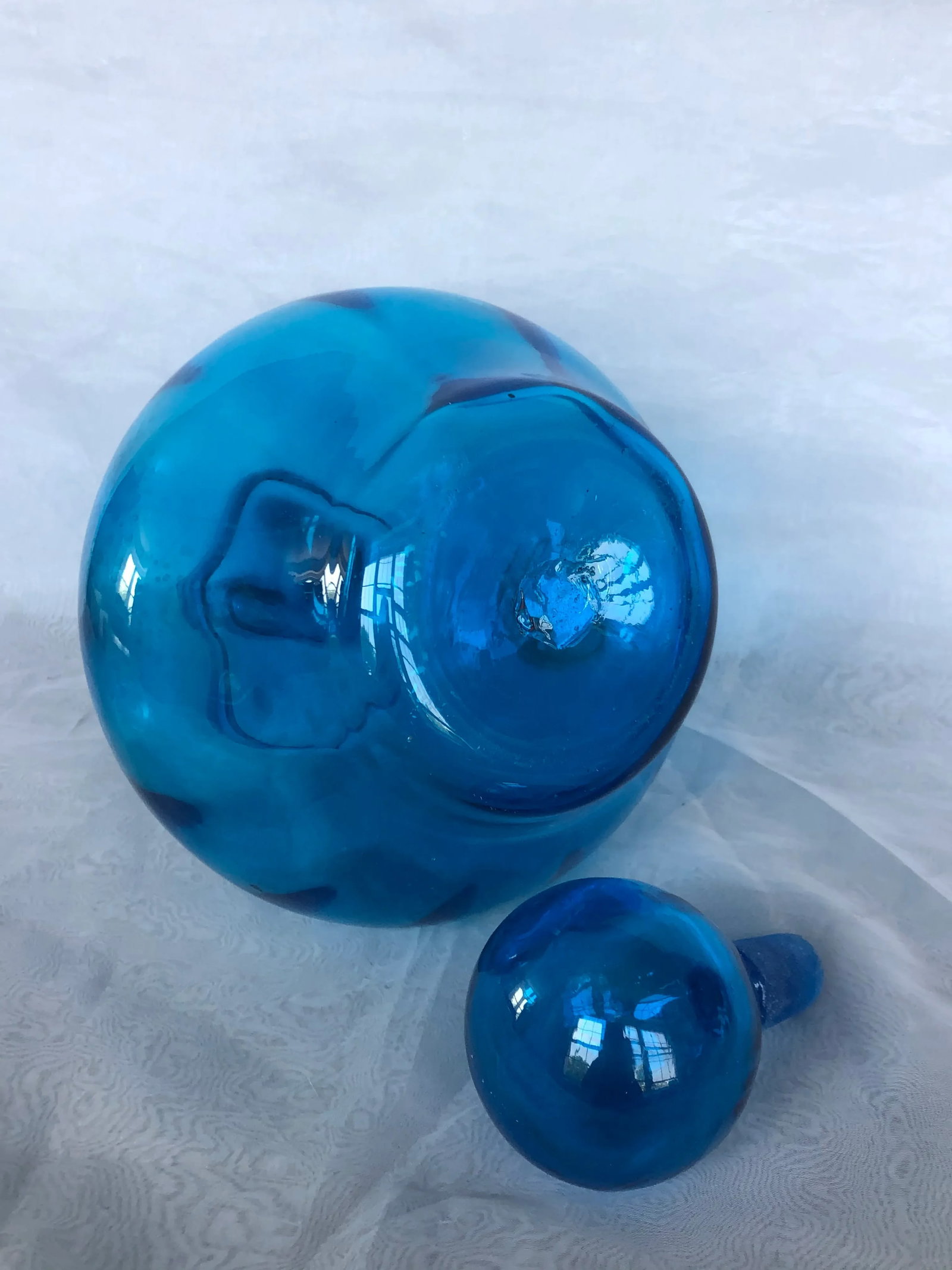 Mid Century Modern Hand Blown Art Glass Decanter - 10